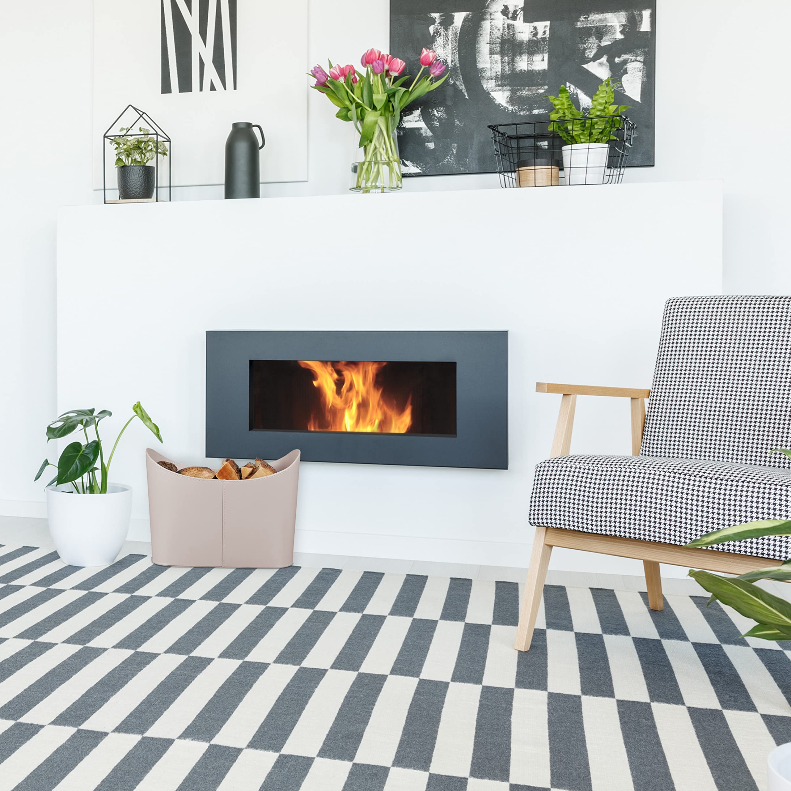 Relaxdays Kosz na drewno ze sztucznej skóry XL, stabilny kosz na drewno opałowe z uchwytami do noszenia, drewno opałowe i kominkowe, uniwersalny kosz, jasnoszary
