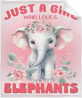 Elephants Blanket-Just A Girl Who Loves Elephants Blanket Lightweight Flannel Throw Blanket Gifts for Girls in All Season Blanket for Bed/Couch/Sofa 40
