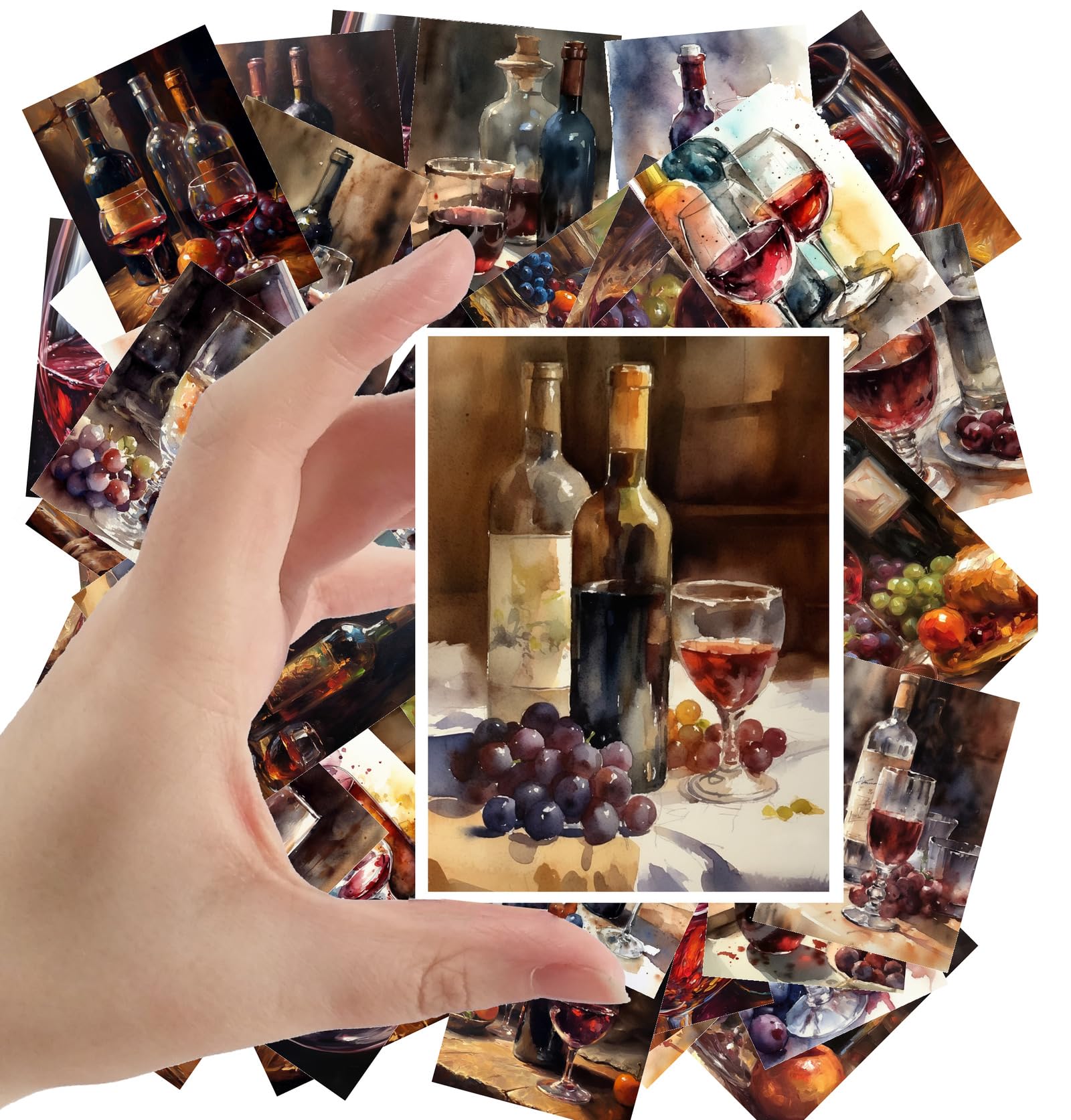 Large Stickers 24 pcs (2.5"x3.5" Each) Delicious Grapes and Wine in Bottles Vintage Postcards Retro Greeting Card Book Illustration Reprint