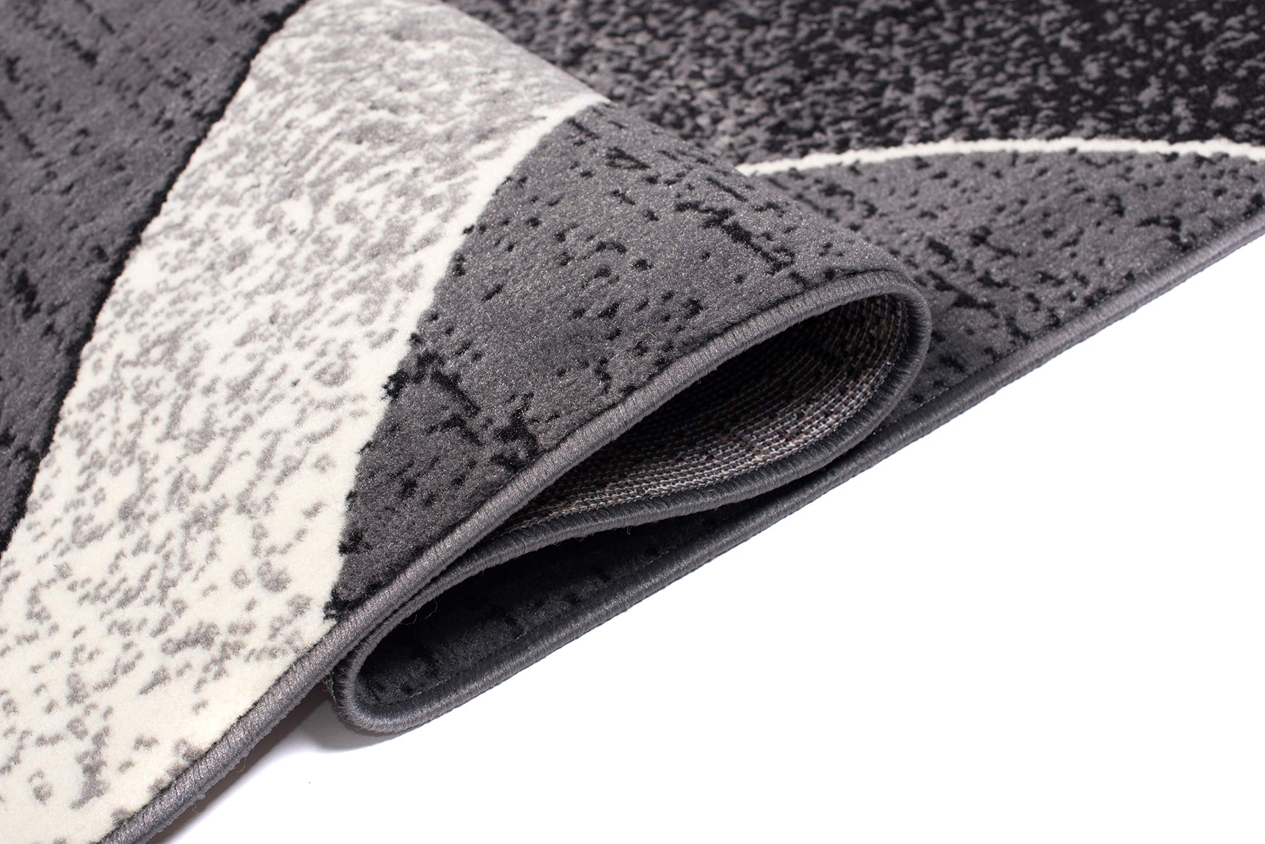 TAPISO Dream Teppich Läufer Flur Brücke Modern Streifen Wellen Streifen Muster in Dunkelgrau Creme Schwarz Korridor Wohnzimmer ÖKOTEX 80 x 520 cm