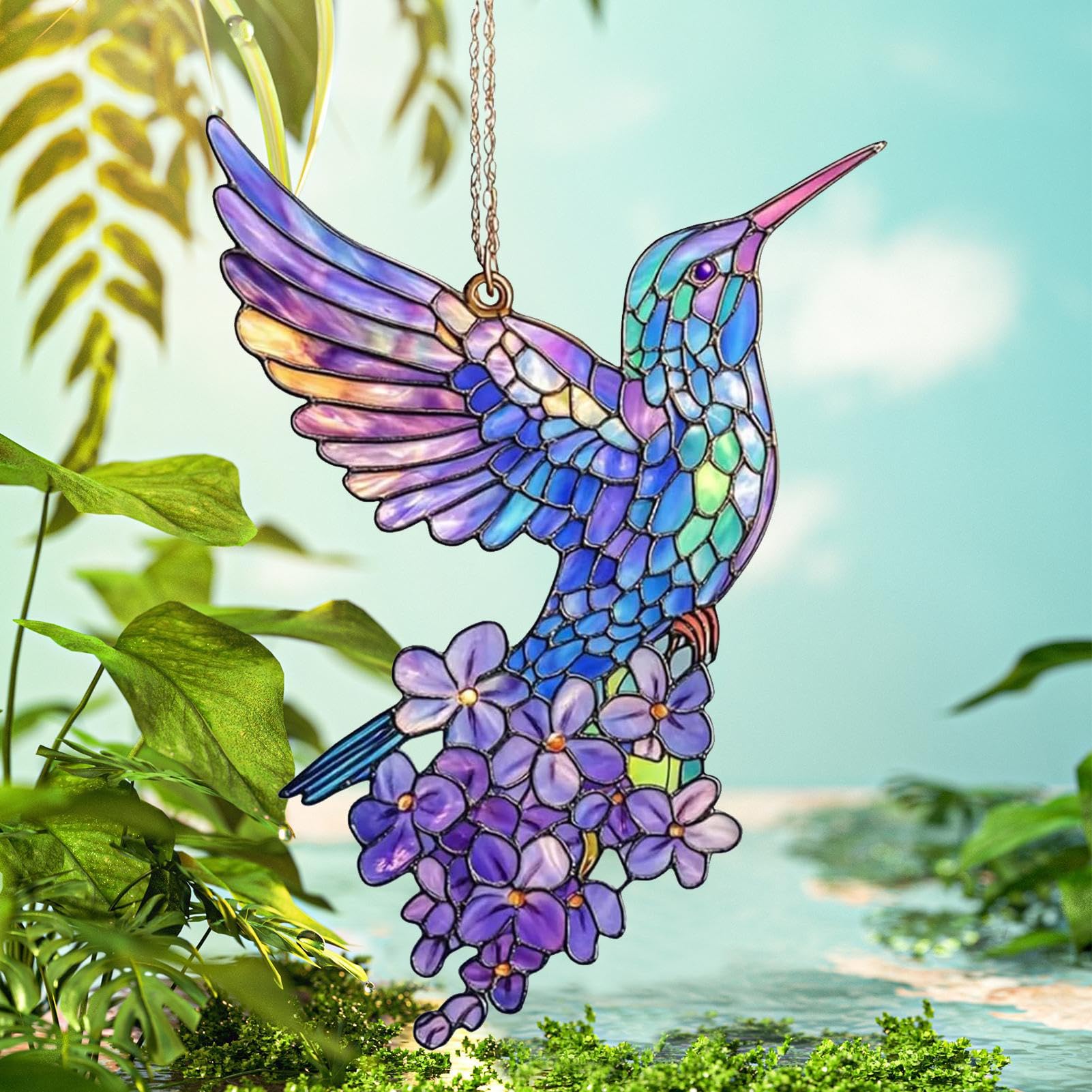 YELYTR Attrape-Soleil Prisme Colibri - Décoration Fenêtre Acrylique Arc-en-Ciel