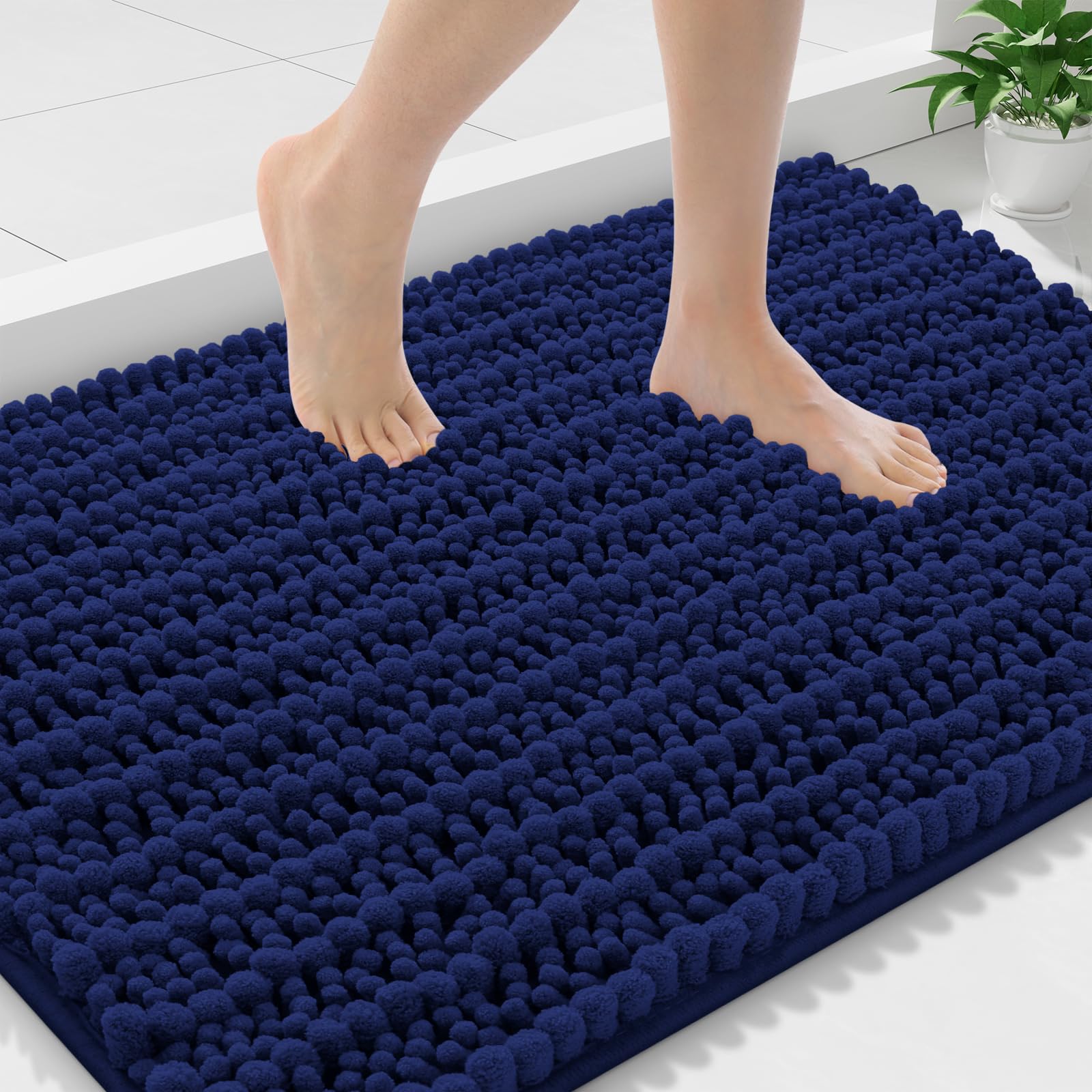 Smiry Bathroom Rugs Mat 36x24, Extra Soft Absorbent Chenille Bath Rugs, Non Slip Rubber Backing Machine Washable Quick Dry Bath Mats for Bathroom