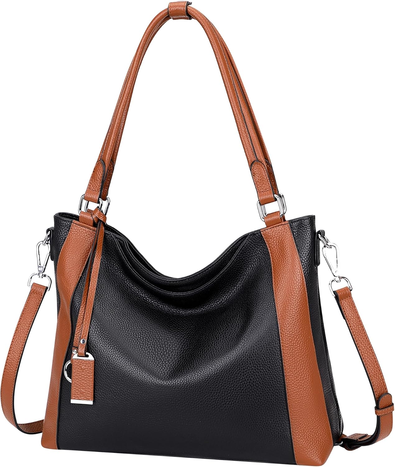 Over Earth Genuine Leather Purses for Women Large Hobo Bags Lady Shoulder Handbags with Detachable Strap - Image 8