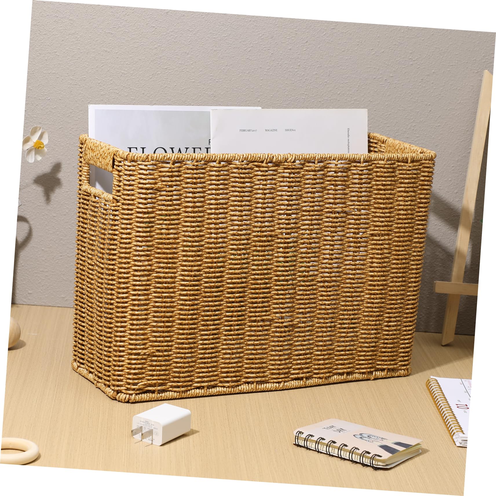 Levemolo Storage Basket Lid Magazine Book Storage Box Home Organizer Large Capacity