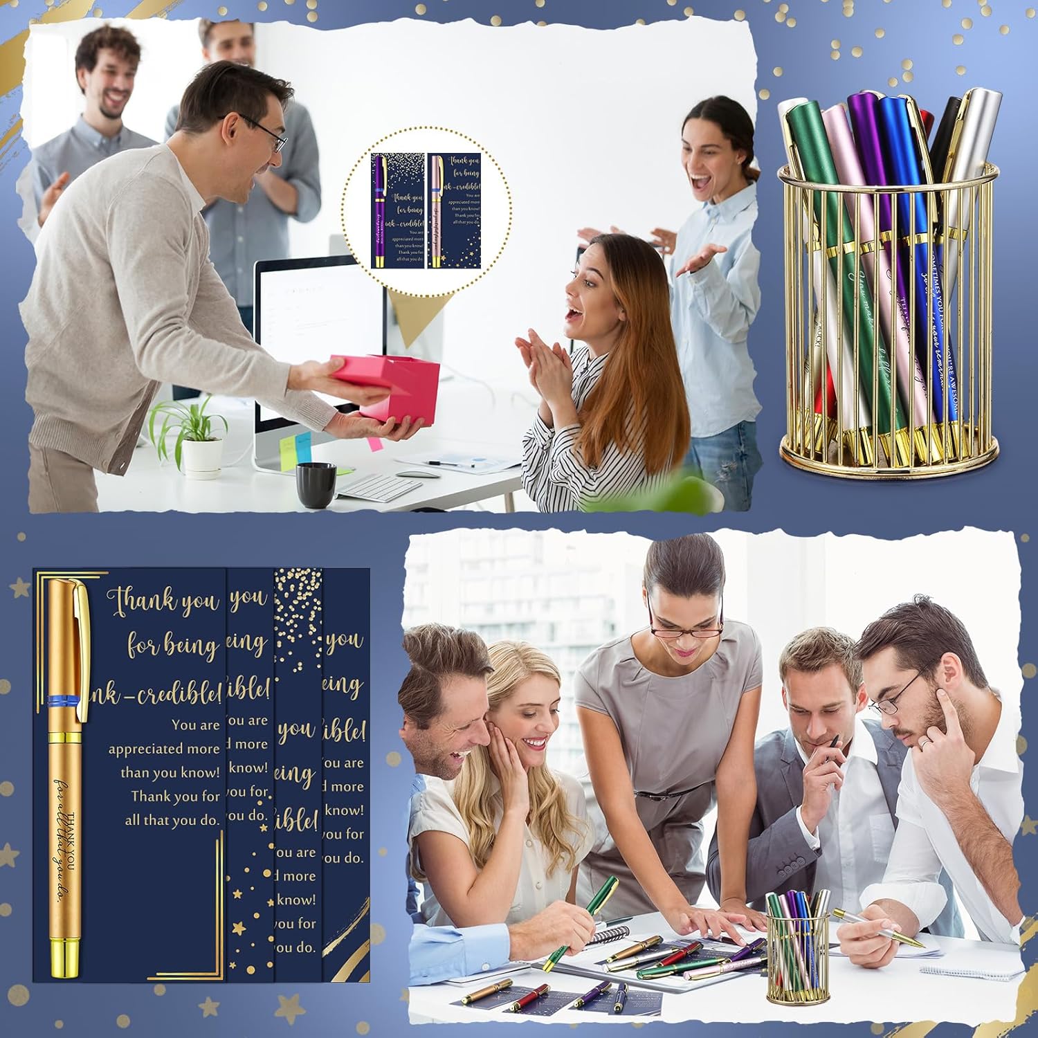 Sayglossy 60 Sets Employee Appreciation Gifts Inspirational Ballpoint Pen with Thank You Greeting Card for Staff Recognition Coworkers Teachers Thank You Gifts (Inspirational)