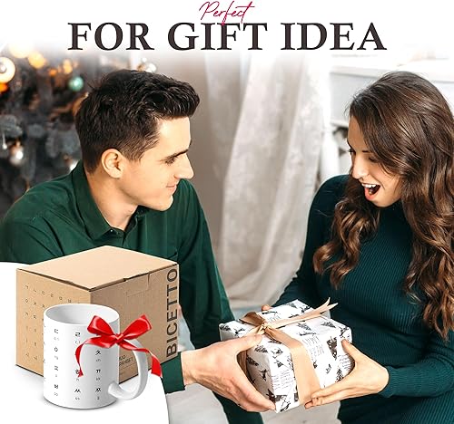 Miniatura 6 de Taza de café de cerámica coreana de 12 onzas con impresionante diseño de hangul y alfabeto inglés, taza ideal para entusiastas del café y el idioma,