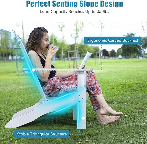 Miniatura 6 de Tangkula Silla Adirondack, tumbona Adirondack de madera de acacia, sillones para exteriores con asientos de listones, resistente a la intemperie