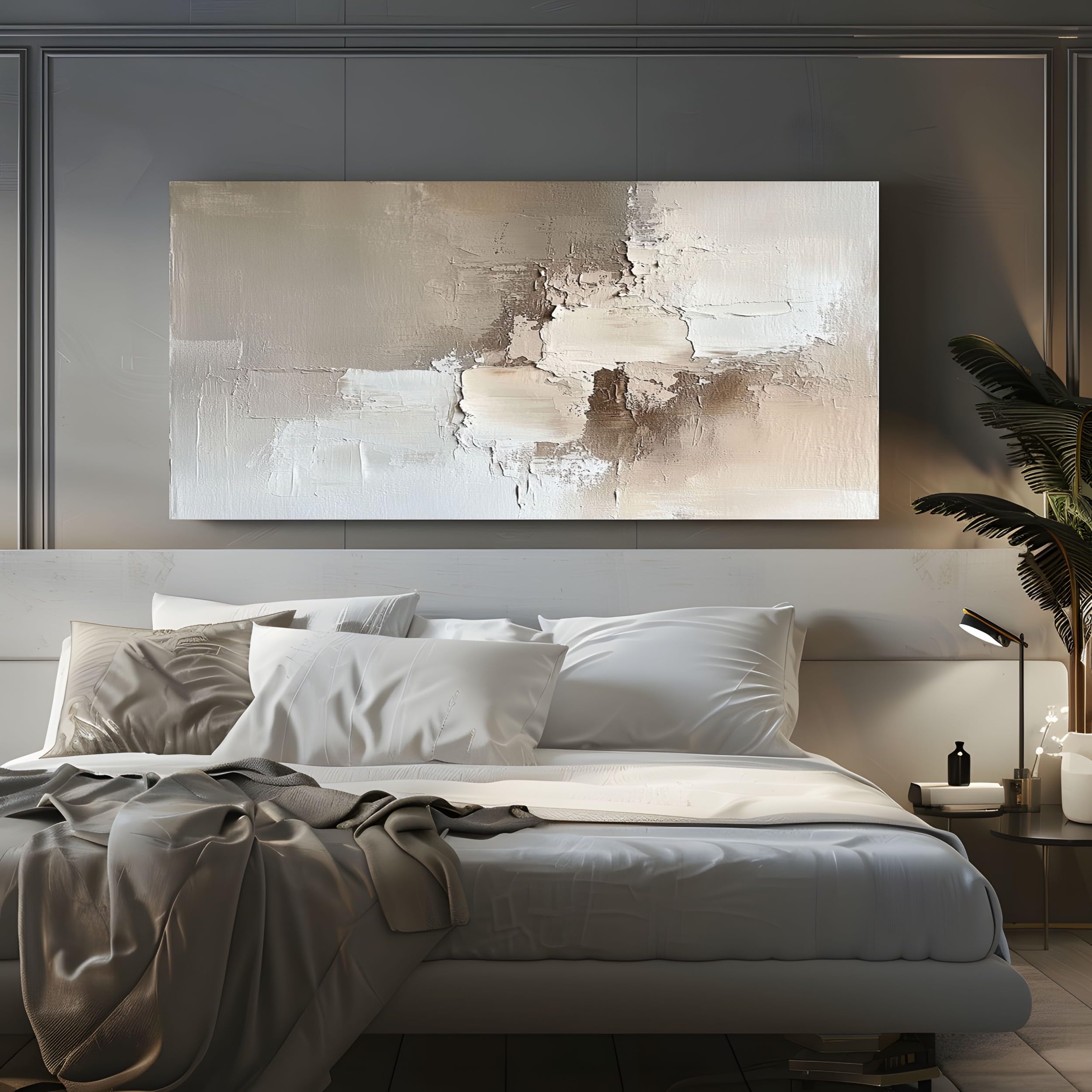 ZORYAN Quadri Moderni Soggiorno Su Tela Dipinto Ad Olio Geometrico 80x160cm | Astratto Bianco Stampe da Parete per Soggiorno e Camera da Letto, Decorazioni per la Casa, Quadretti da Parete