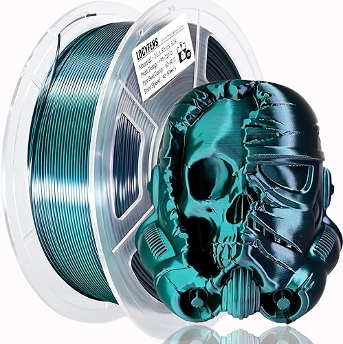 LOCYFENS Filamento de ácido poliláctico de 0.069in, filamento de impresora 3D de ácido poliláctico de seda de doble color, color negro y verde,