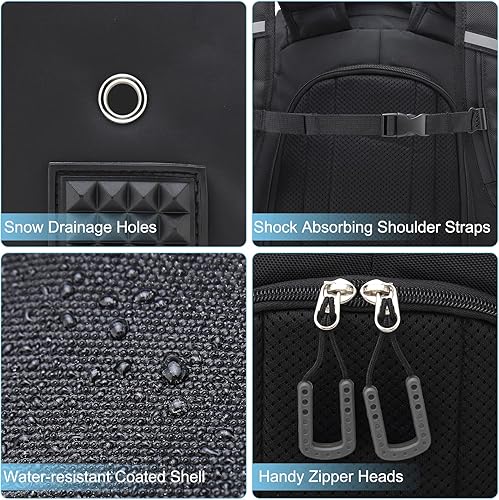 Miniatura 5 de MoopGou Bolsa para botas de esquí, mochila de viaje impermeable de 50 L para botas de esquí, casco de esquí, gafas, guantes, ropa y accesorios de