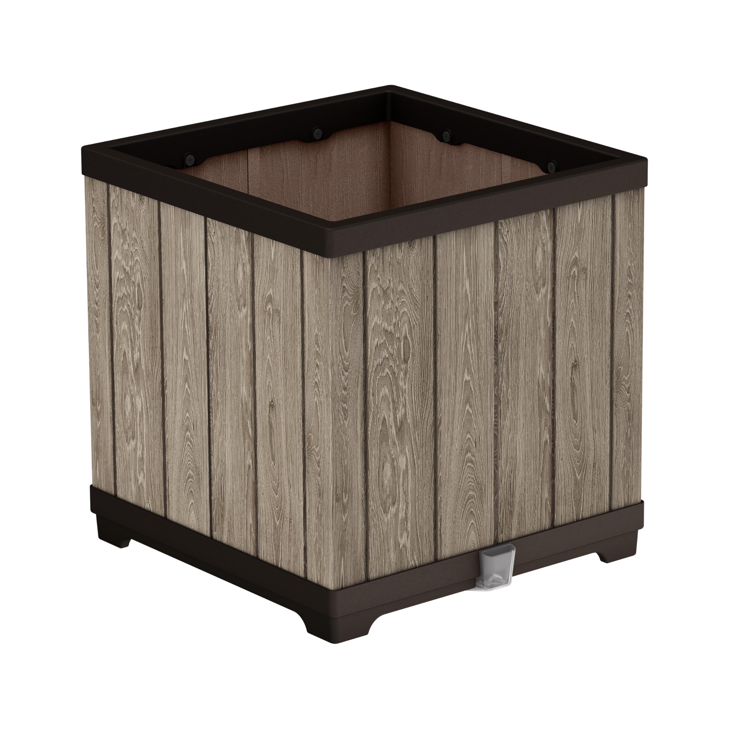 Keter Deco Square Pflanzkübel 61 Liter – 45,5x45,5x45,5 cm, wetterfest, mit Wasserreservoir und Wasserstandsanzeiger