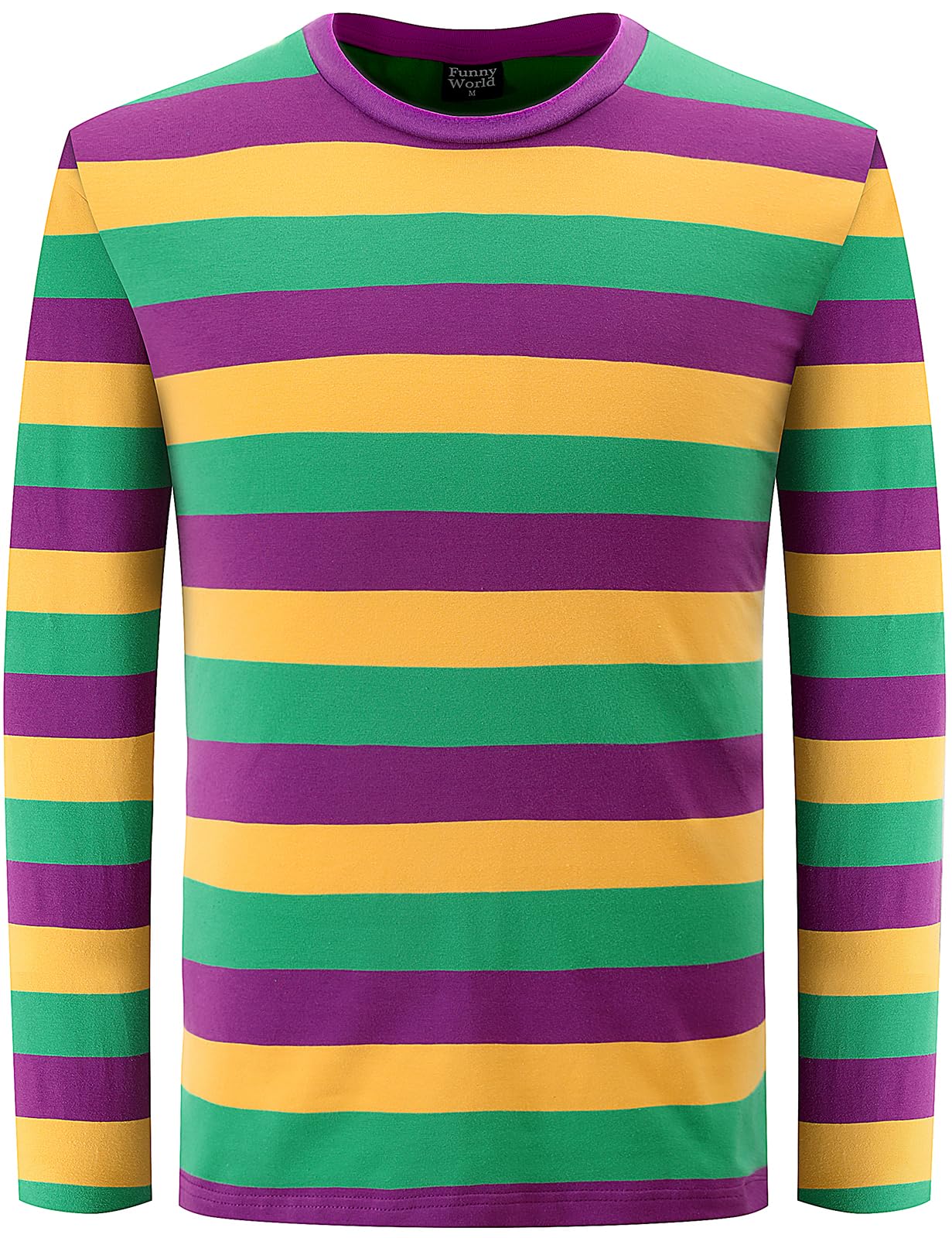 Funny World Men's Cotton Striped T-Shirt Crew Neck Short Sleeves Basic Casual Top