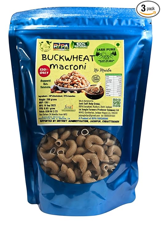 Buckwheat Pasta Macroni (with Suji, 0% Maida) Pack of 3