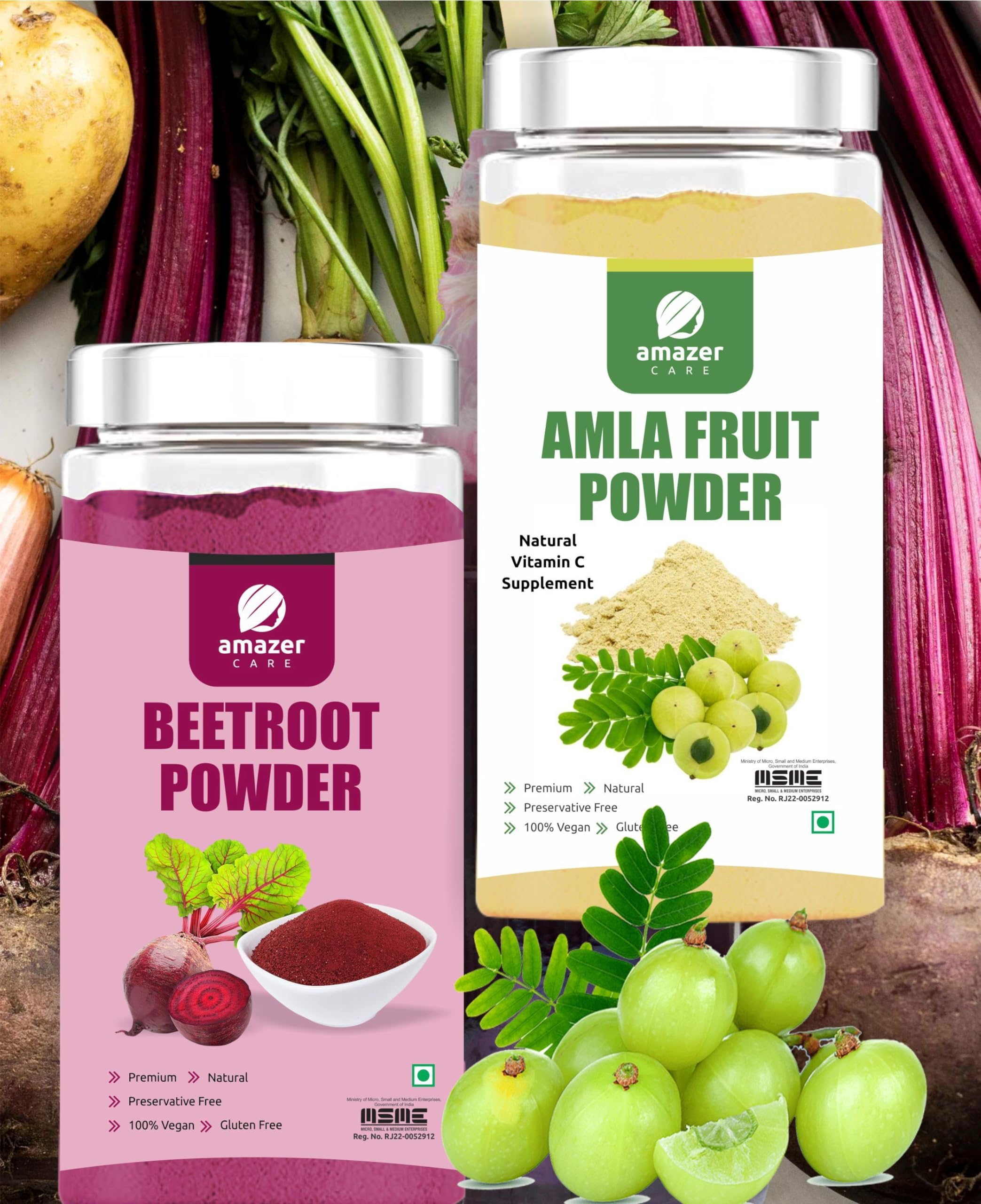 AmazerCare Amla & Beetroot Powder Combo (Dehydrated, 100gm Jar each) - Super Detox & Immune Booster Combo, Pure & Natural For Eating & Drink, For Healthy Liver, Full of Nutrients (B0D5N2J84S) Amazon Price History, Amazon Price Tracker