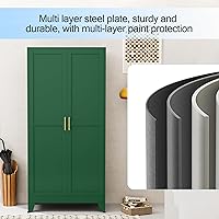 Vista 4 de Armario de metal de 71 pulgadas, armario ropero de acero con estantes ajustables y barra para colgar, armarios de acero para el hogar con patas