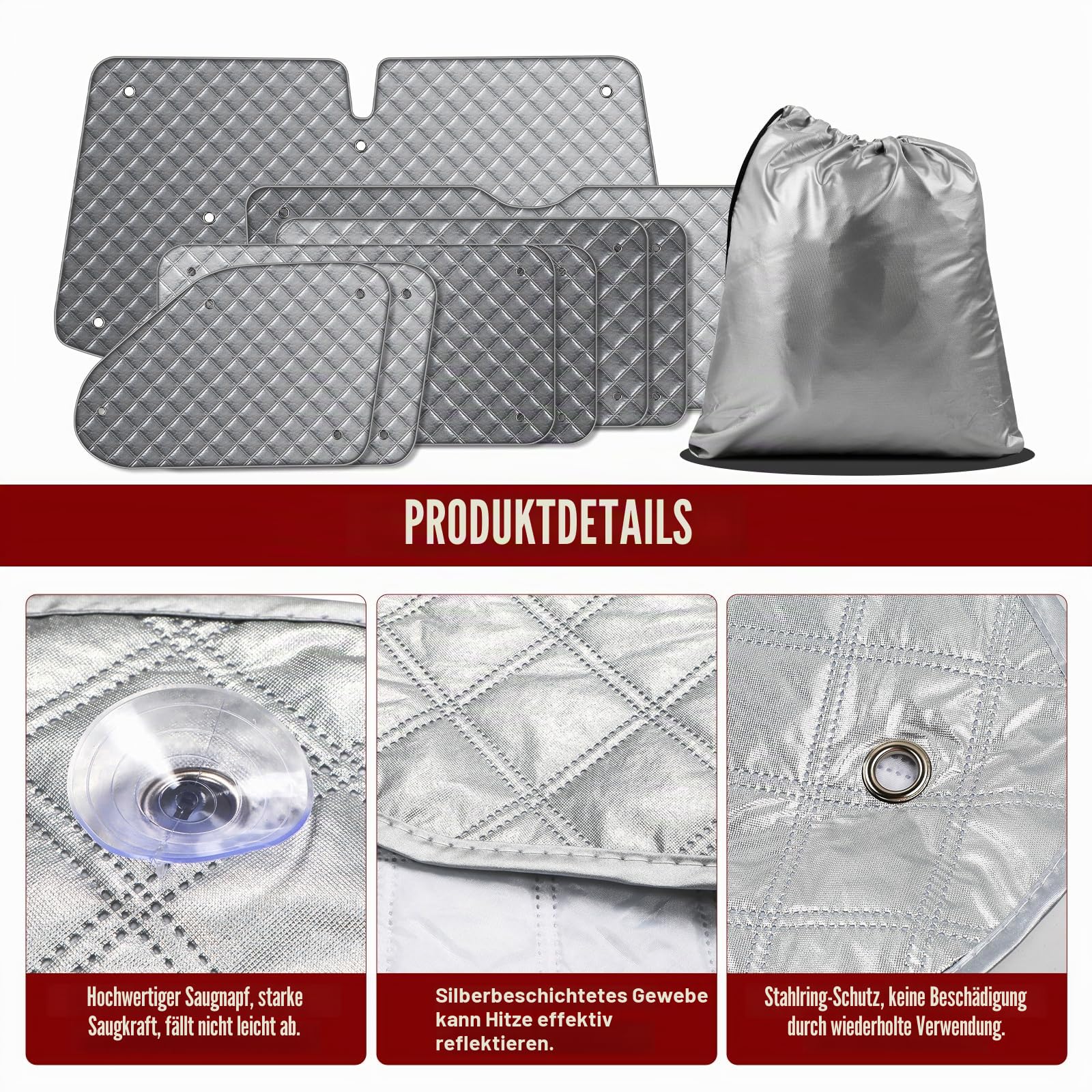 MaxAwe 8-teiliges internes Thermo-Jalousien-Set – Passend für VW T5/T6 SWB, luxuriöse Sonnenschutz-Verpackung und Winter-Isolierungsabdeckung für VW Campervans & Wohnmobile