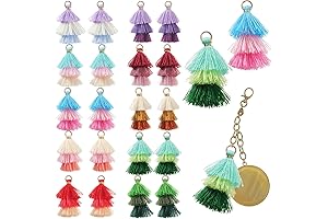 100Pcs Tiny Tri Layered Keychain Tassels