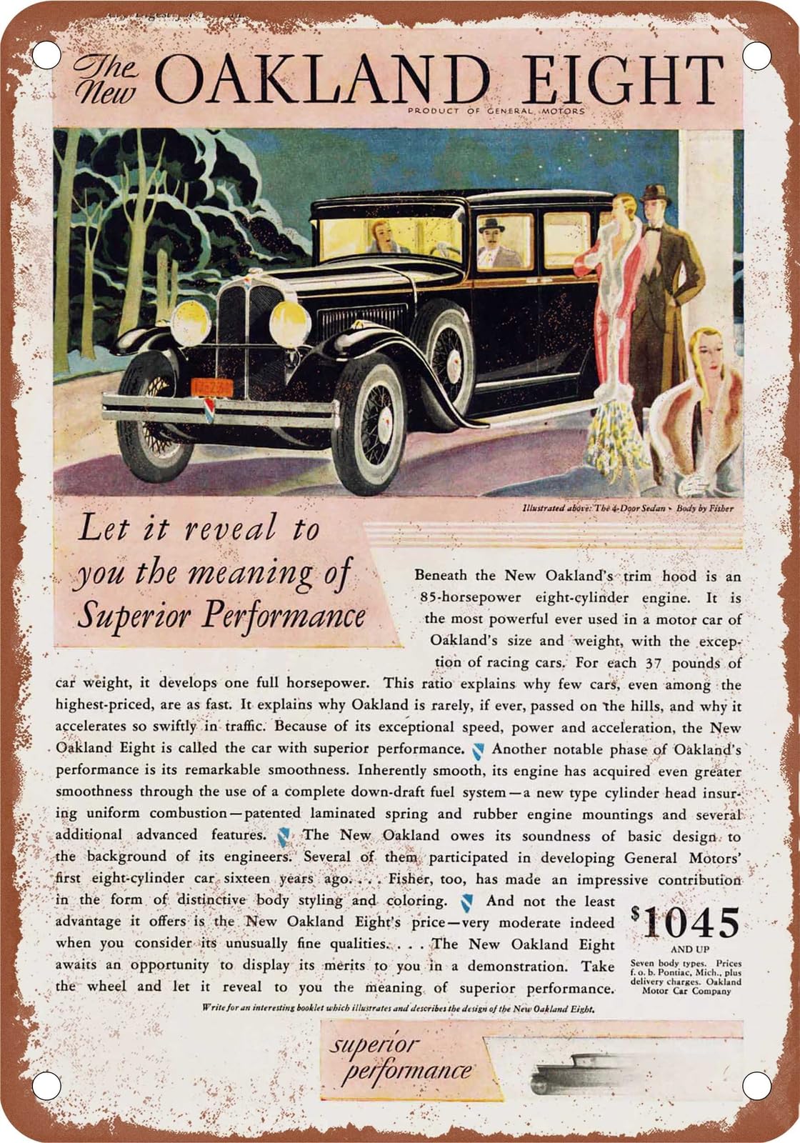 METAL SIGN - 1930 Oakland Vintage Ad 01 - Old Retro Rusty Look home decor