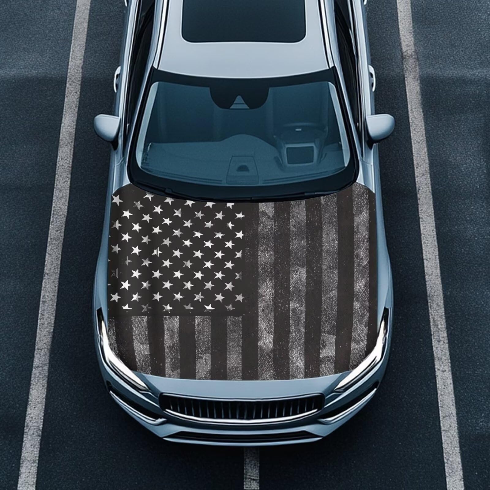 Renewold American Flag Car Hood Cover Wrap Vehicle Hood Blanket Protector Spring Fall Winter Summer Hood Covers Decoration for Cars Outdoor Indoor Automotive Exterior Accessories