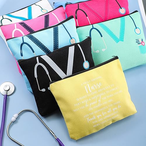 Miniatura 5 de Sabary 10 piezas de regalos de agradecimiento a la enfermera, bolsa de lona para maquillaje de enfermera, con cremallera, letrero de agradecimiento