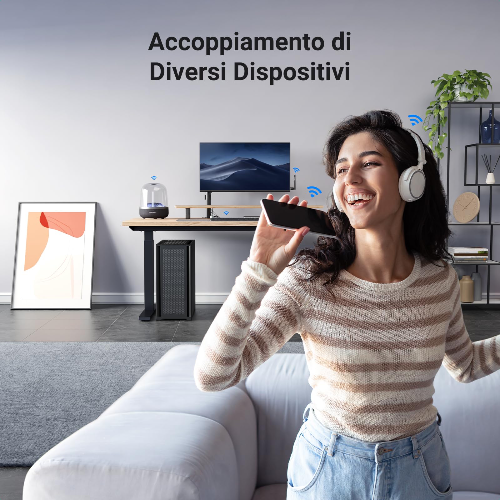 UGREEN Adattatore Bluetooth 5.4 USB Antenna Chiavetta Trasmettitore per PC Windows 11 10 8.1 Plug Play Dongle ad Alta Portata per Mouse Tastiera Cuffie Cellulare Controller