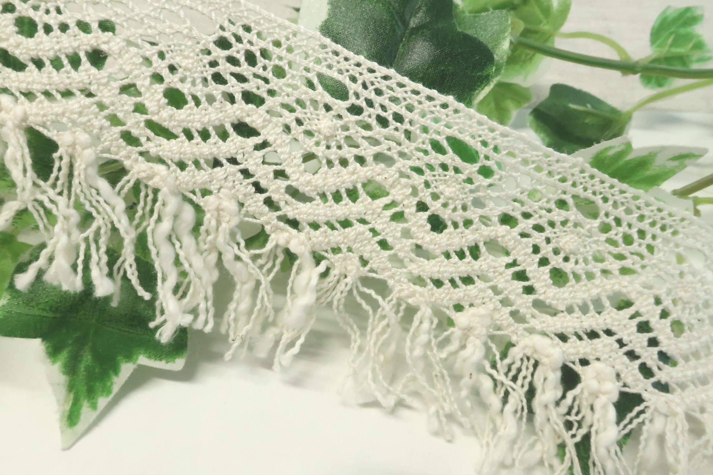 Amazon.co.jp: フリンジレース アンティークレース 生成り 綿素材 60mm