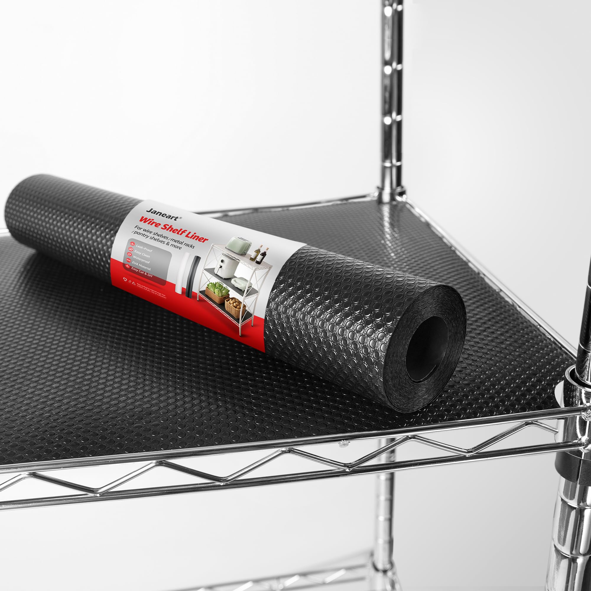 Forro grueso para estantes de despensa impermeable y fácil de cortar para cajones negros