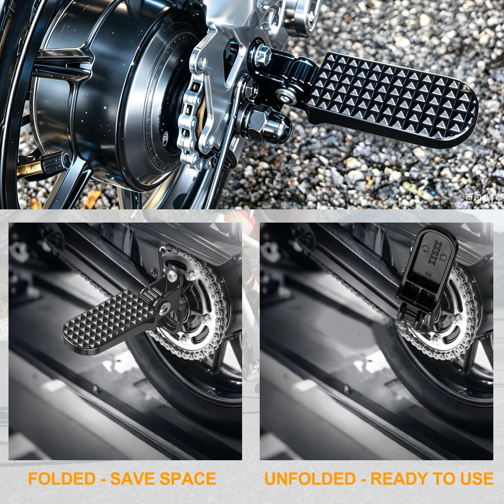 Poggiapiedi posteriore per bici elettrica, Coppia di pedane per bicicletta facile da riporre, antiscivolo pedale pieghevole leggero compatibili con bici pieghevoli, mountain bike