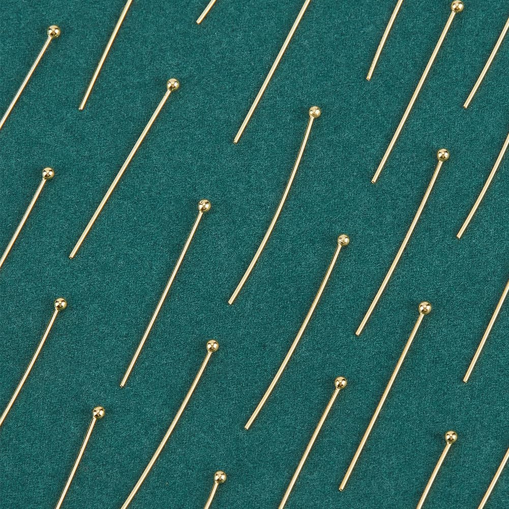 Beebeecraft 1 Box 30Pcs Ball Head Pins 18K Gold Plated Sterling Silver 24 Gauge/0.5mm Jewelry Pins for Jewellery Making - Image 4