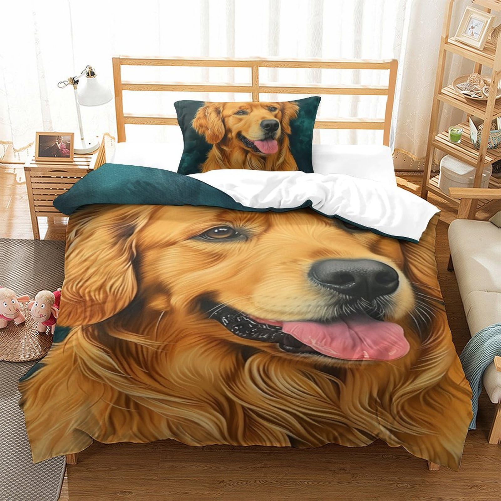 Parure de lit Golden Retriever 3D pour transformer la chambre d'enfant en refuge douillet