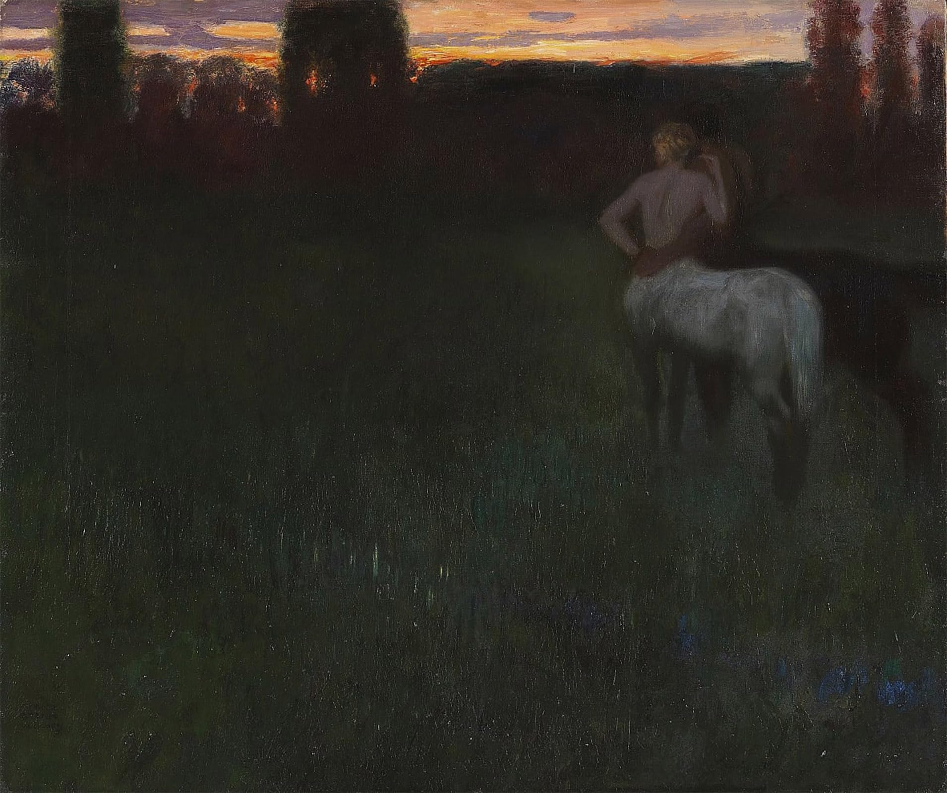 Serendipitp No Frame Vintage Picture Print On Canvas Wall Art Poster Sonnenuntergang By Franz Von Stuck Artwork Print Poster For Wall Decor 60X90cm
