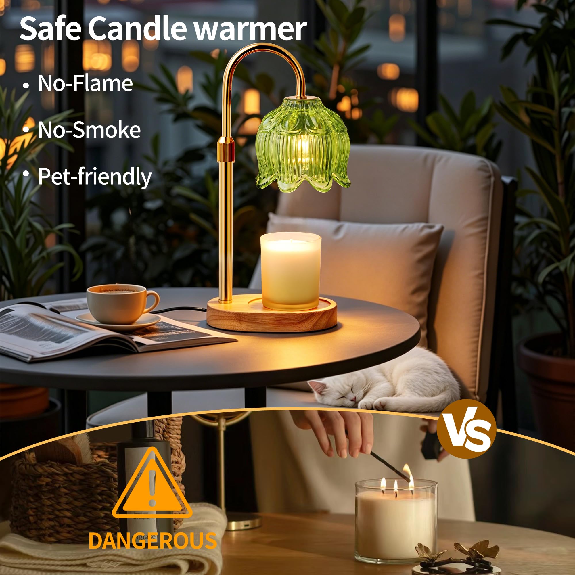 Lampada scalda candela con timer, altezza regolabile, adatta a tutte le candele profumate in barattolo, regali di Natale per mamme e donne, lampada a candela