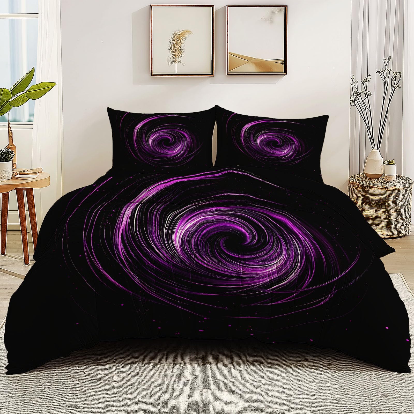 Poszwa na kołdrę 240x260 cm Pojedyncze spiralne linie z nadrukiem Zestaw pościeli z 2 poszewkami na poduszki 65x65 cm Czarna poszwa na kołdrę Zestaw pościeli z mikrofibry