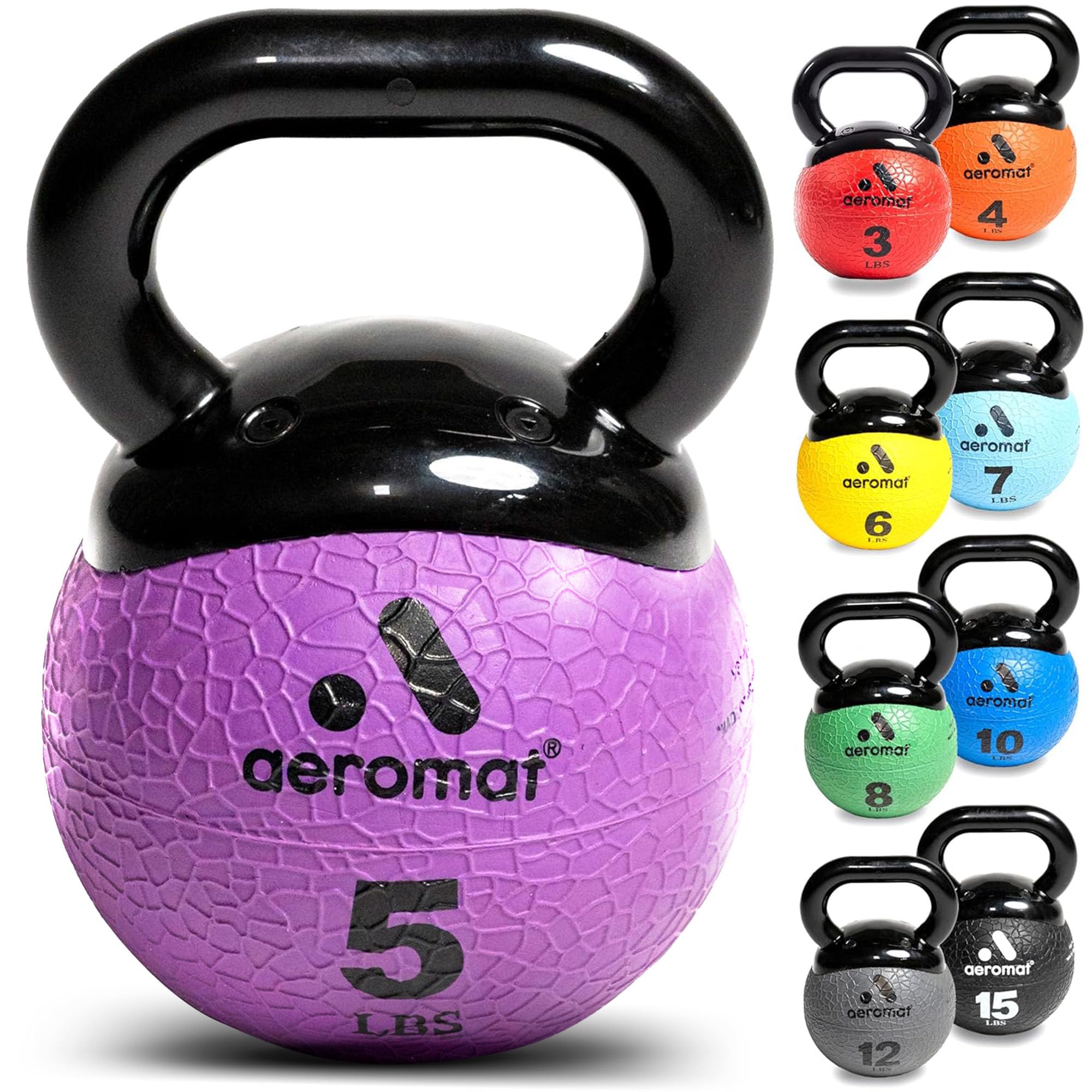 Aeromat Elite Mini Kettlebells – Weighted Exercise Medicine Ball with Anti-Slip Grip & Wide Handle, Strength Training Kettlebell for Squats, Workouts, & Home Gym Use