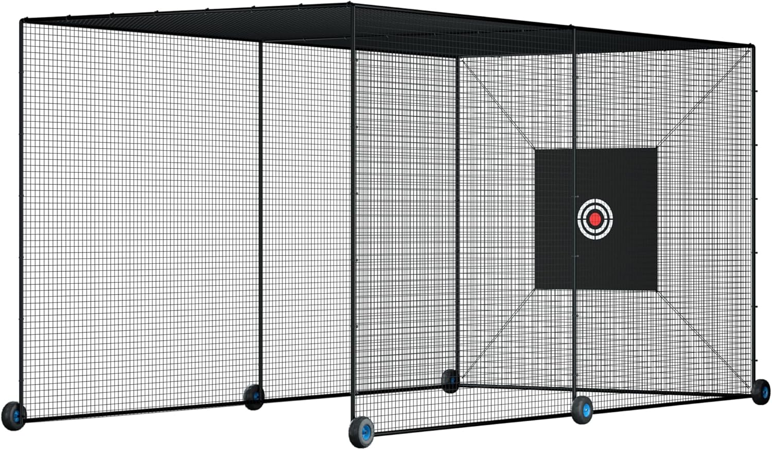 MR 24ft Mobile Baseball Batting Cage with Wheels - Portable Heavy-Duty Hitting Tunnel for Softball & Backyard Practice
