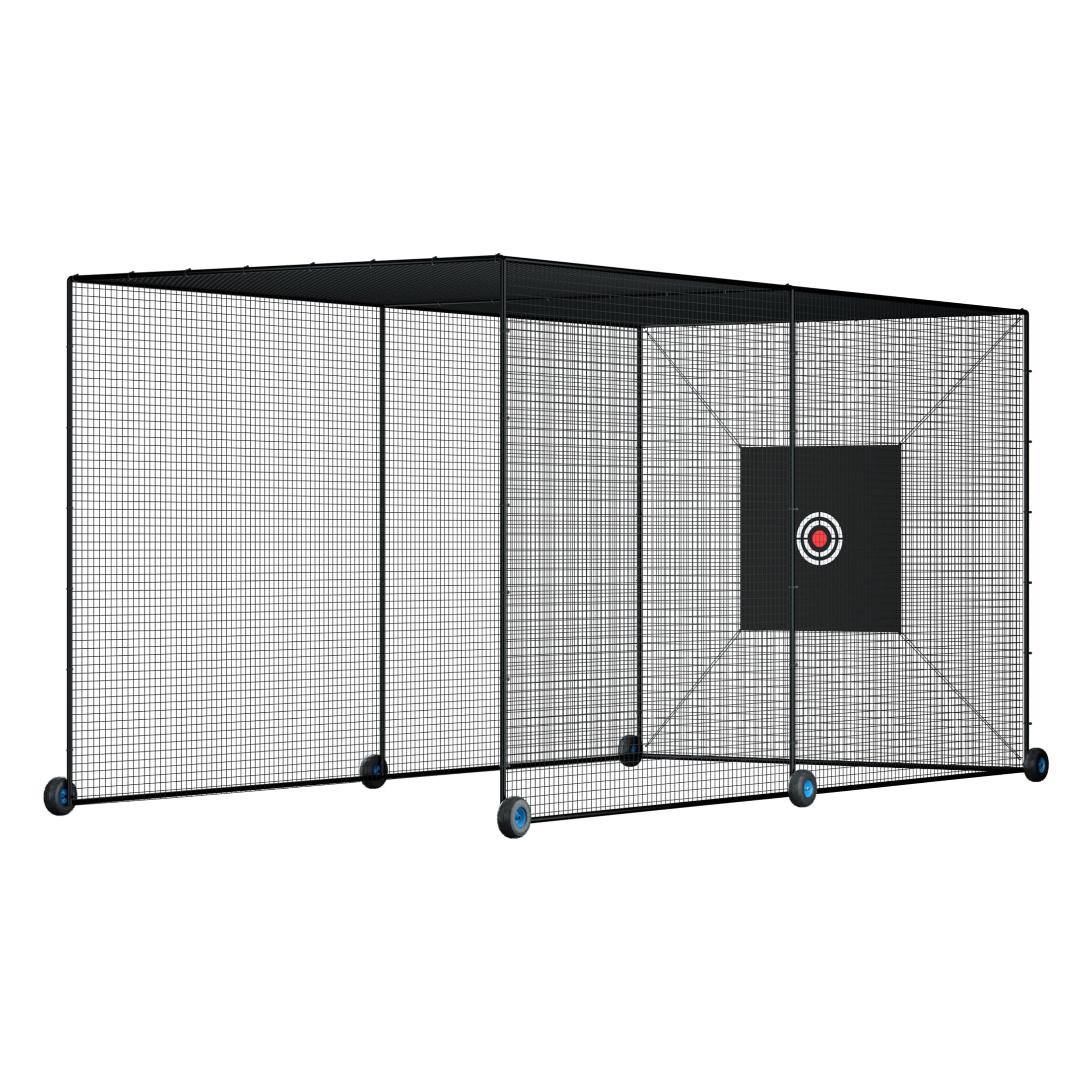 Photo 1 of MR Mobile Baseball Batting Cage 24ft, Portable Heavy-Duty Baseball Hitting Cage w/Wheels, Wheel-Based Softball Batting Cage, Fully Enclosed Batting Cage Tunnel Complete Kit w/Frame and Netting