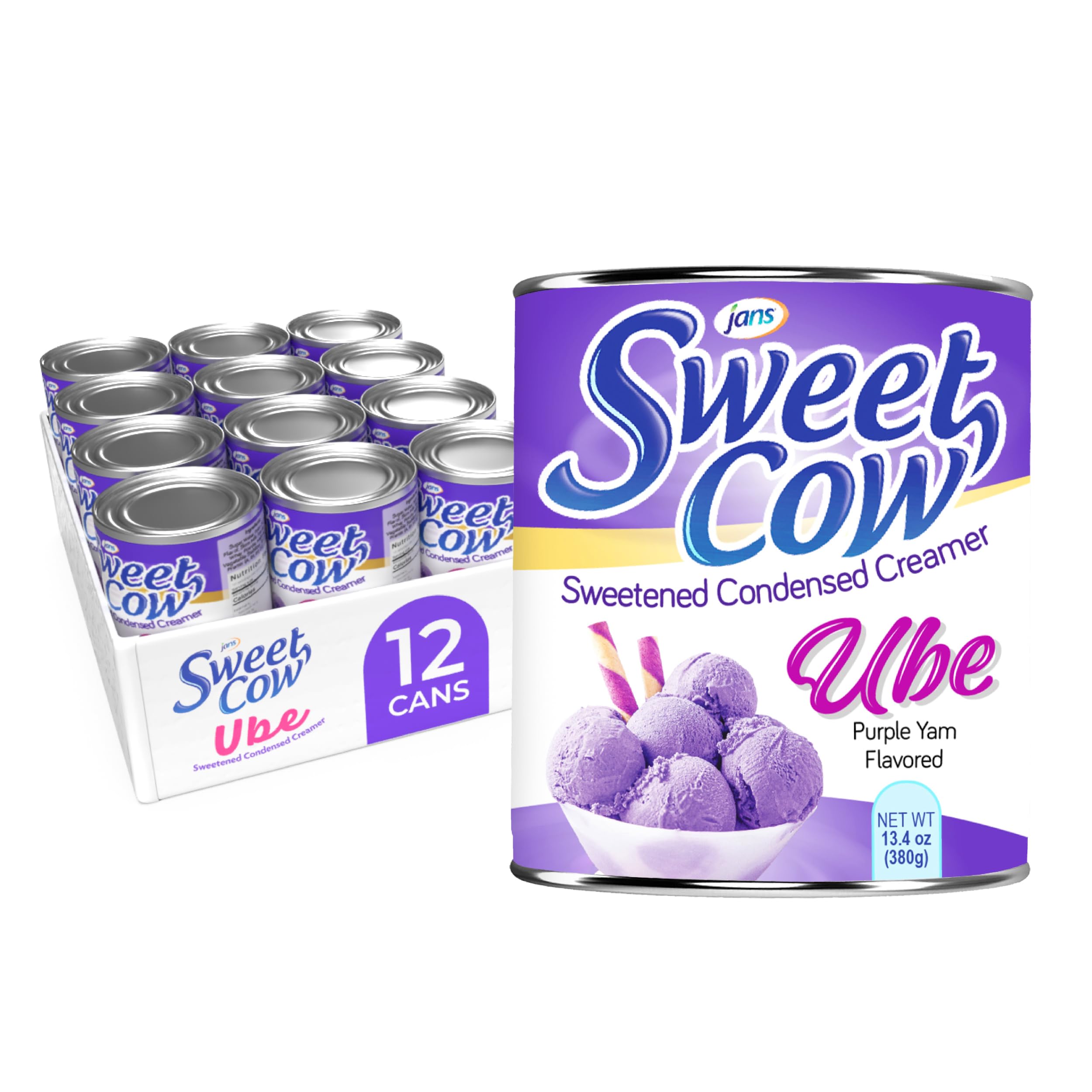 Ube Condensed Milk, 13.40 oz (Pack of 12) — Jans Sweet Cow Sweetened Condensed Creamer