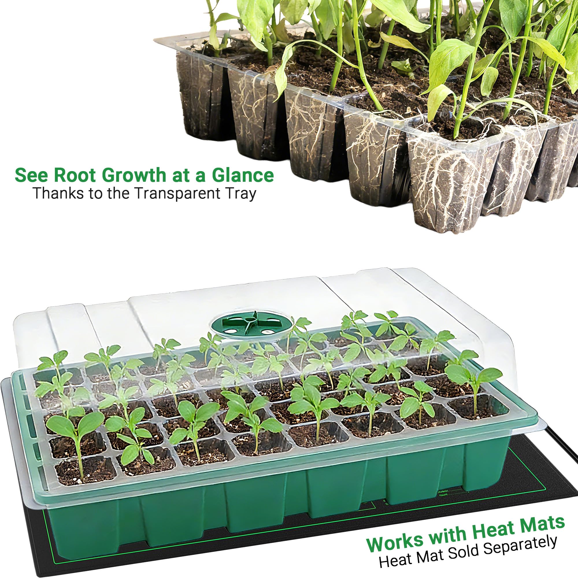 Kit de démarrage de graines avec plateau de démarrage de semences avec dôme d'humidité, kit de démarrage de plantes et mini kit de germination de serre pour démarrage de graines A1