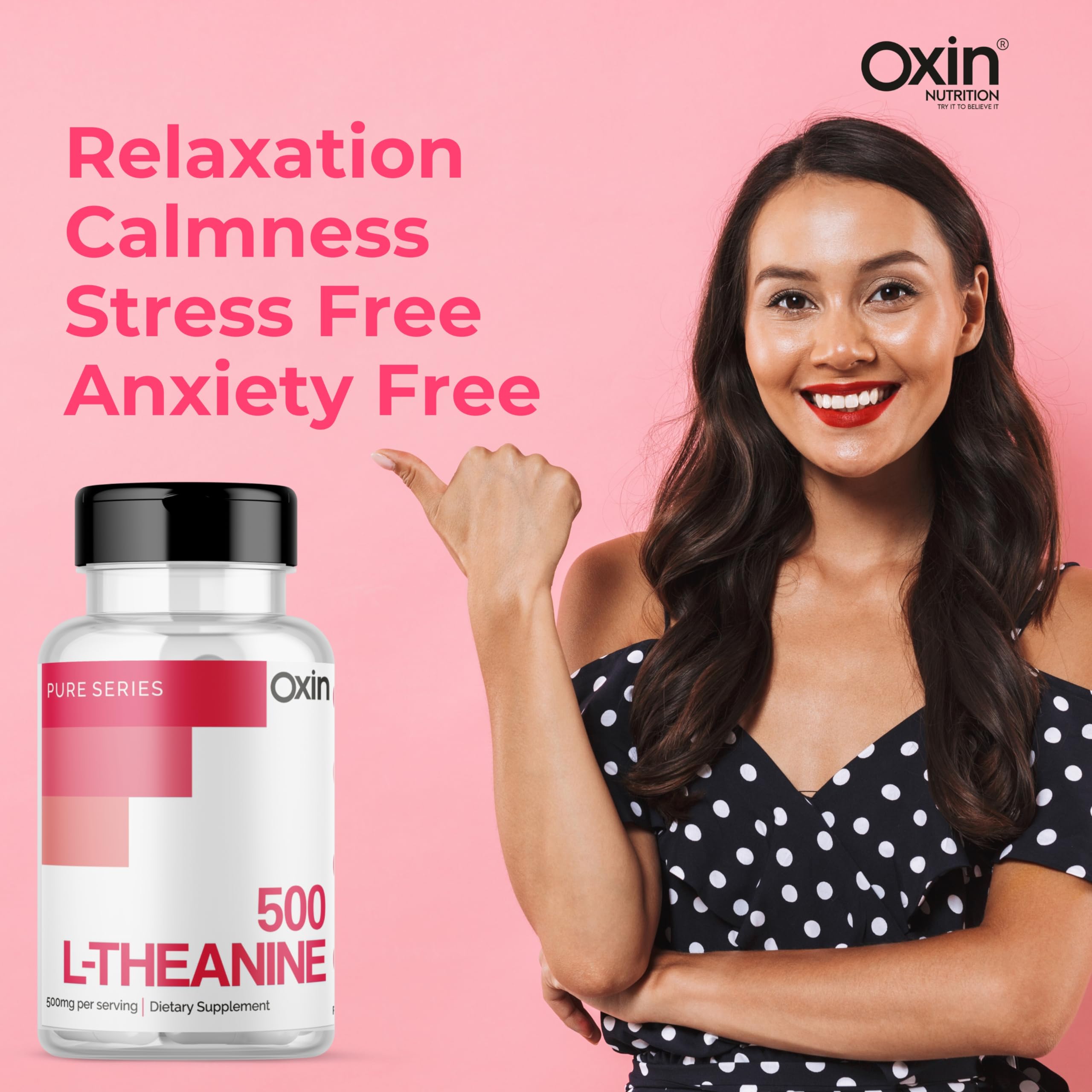 Oxin L Theanine 500mg Capsules Pure Series, 30 Capsules — Amazon image 6