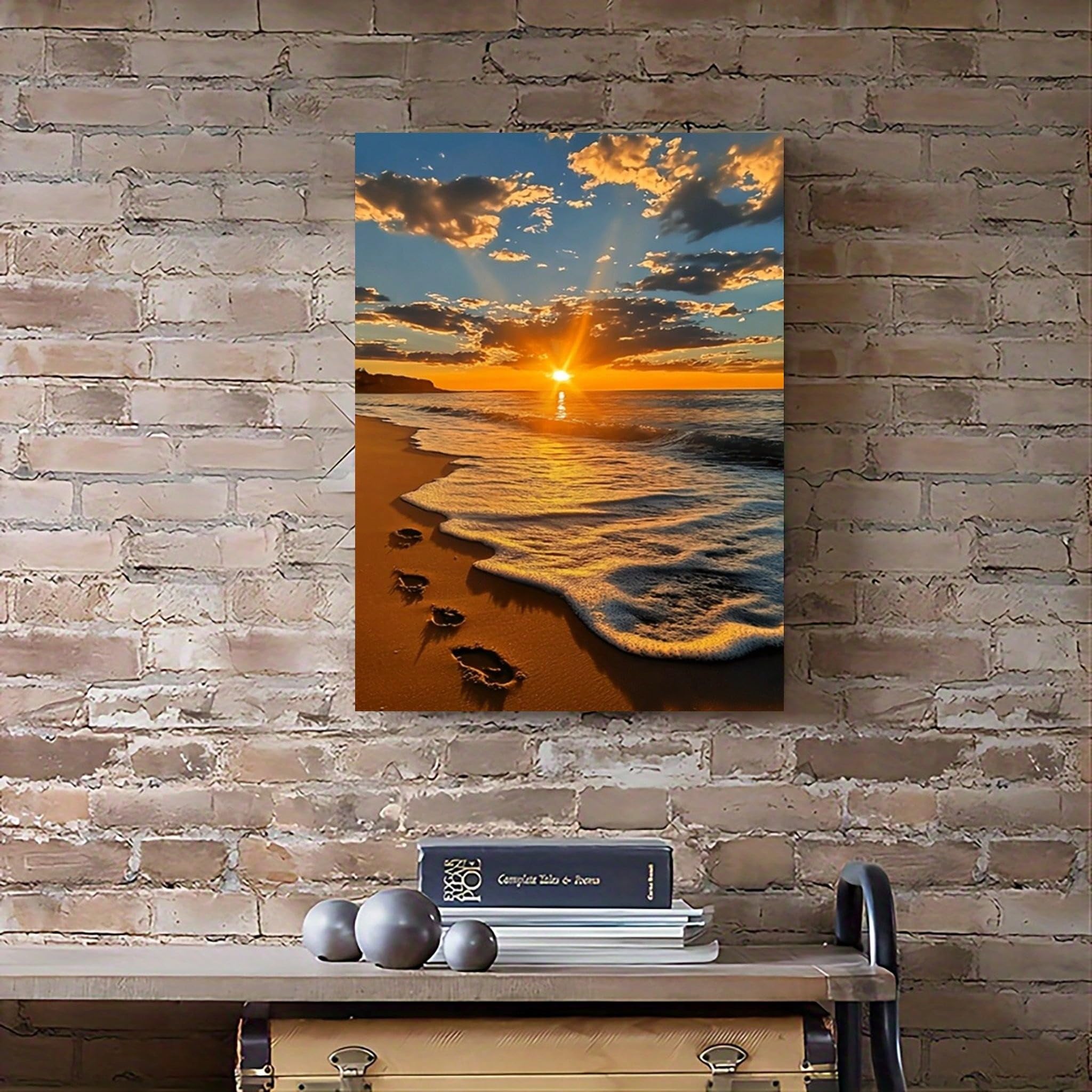 TZKBDMA Beach Sunset Footsteps Wall Art Poster Print Decor For Living Room(21x30cm/Without frame)