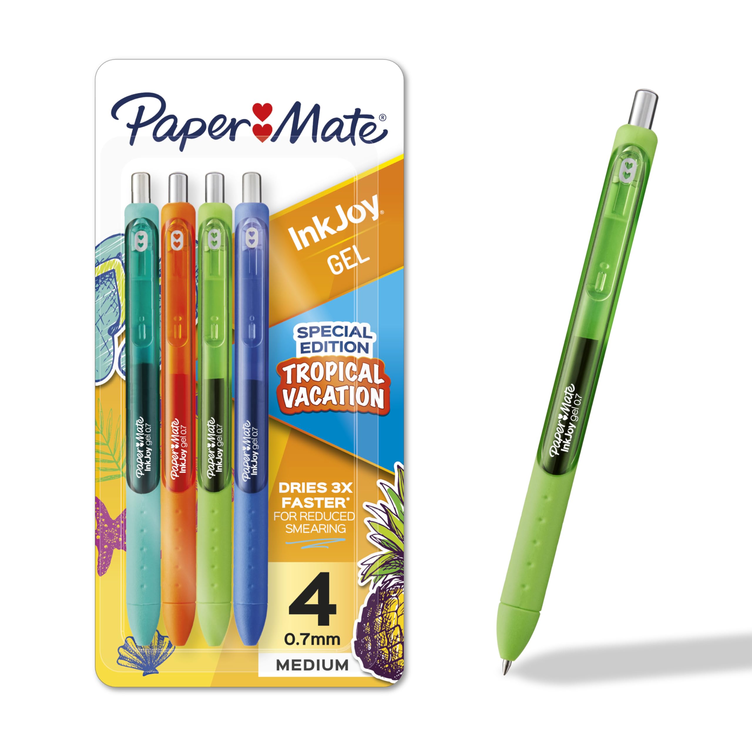 Paper Mate InkJoy Gel Pens Tropical Vacation Colors Medium (0.7mm) Point Retractable 4 Count