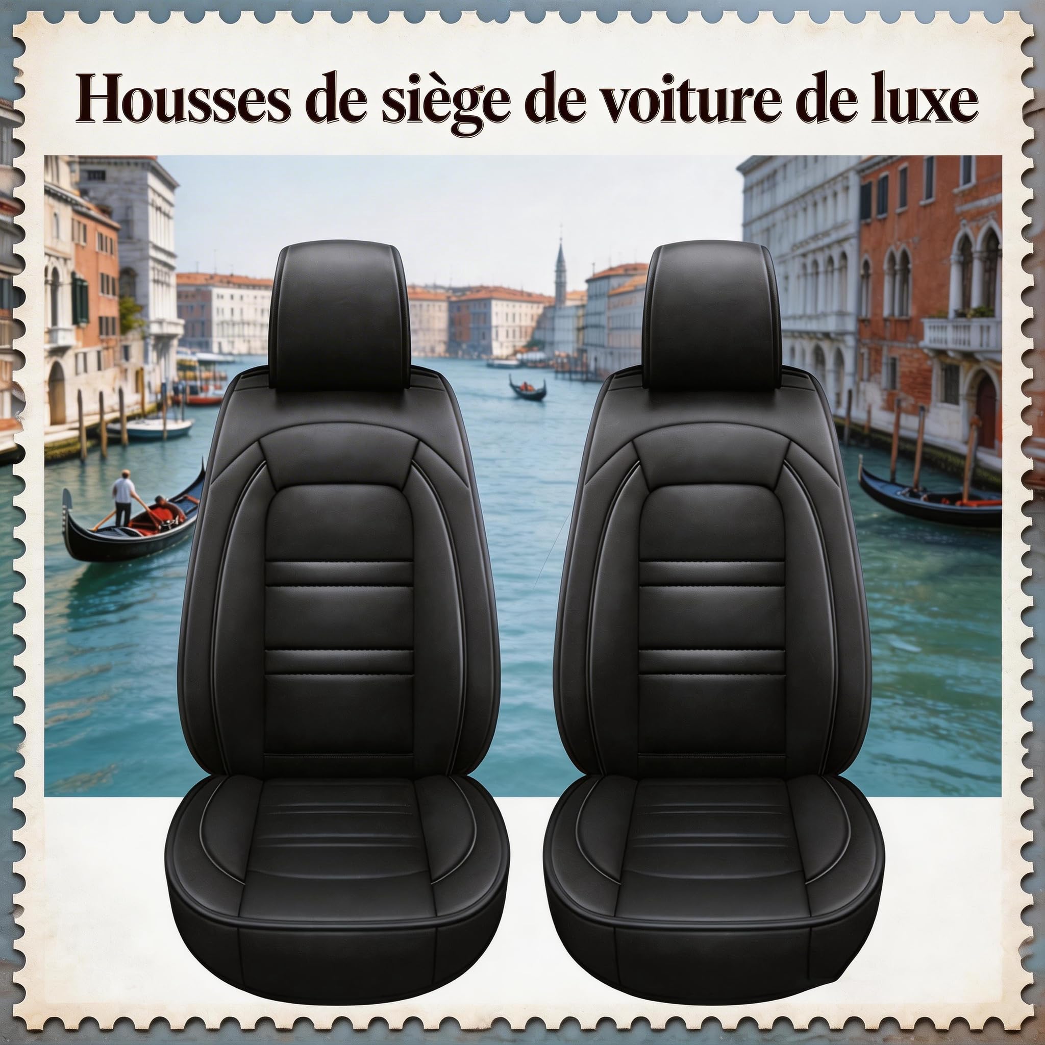 Lot de 2 Housses de siège de Voiture en Cuir synthétique imperméables, résistantes à l’Usure et Respirantes, universelles pour siège Avant de Voiture Citroen (pour Citroen C4 Cactus)