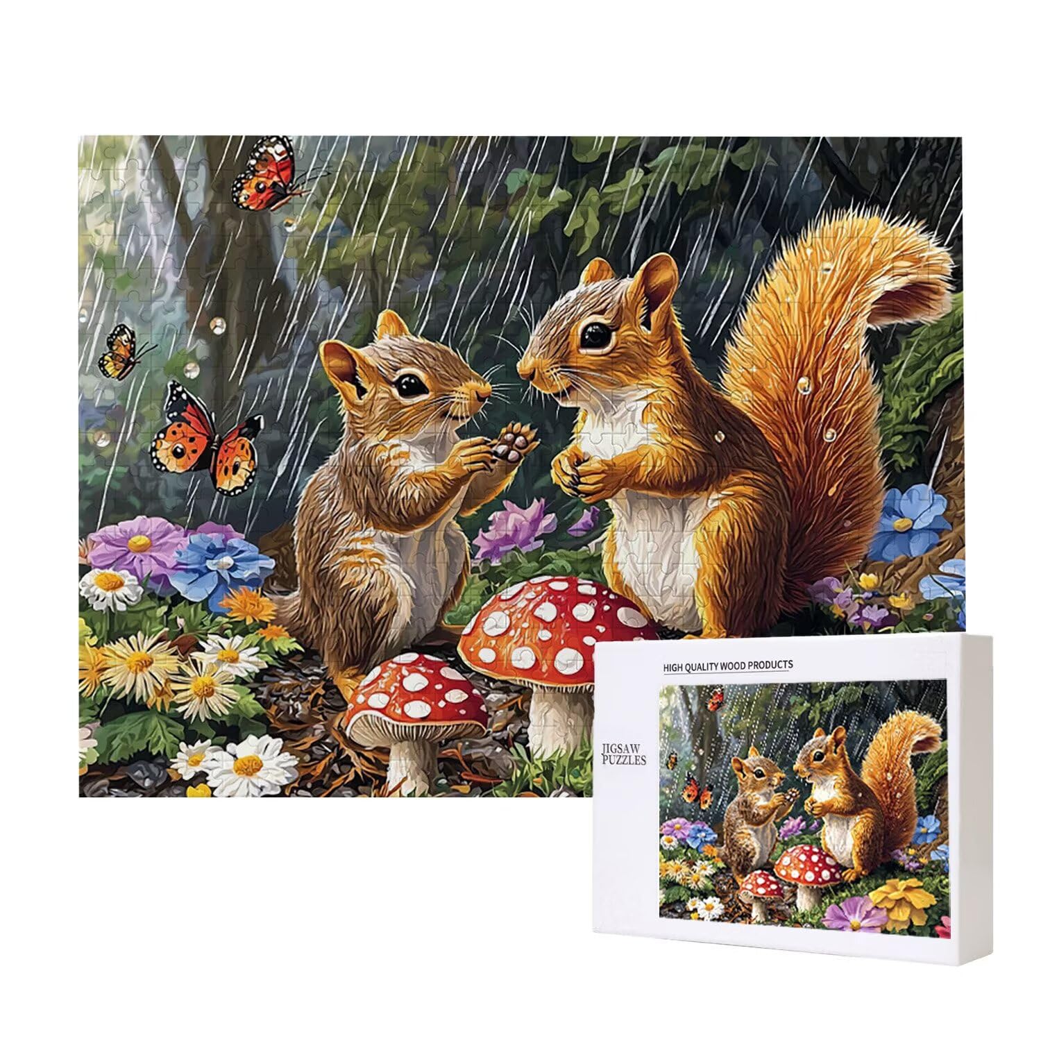 Puzzle de Madera para Adultos 1000 Piezas - Ardilla Setas, Obra de Arte de Juego de Rompecabezas para Adultos, Puzzle de Impresión de Alta Definición Multicolor, Pasatiempo Creativo Regalo d-761