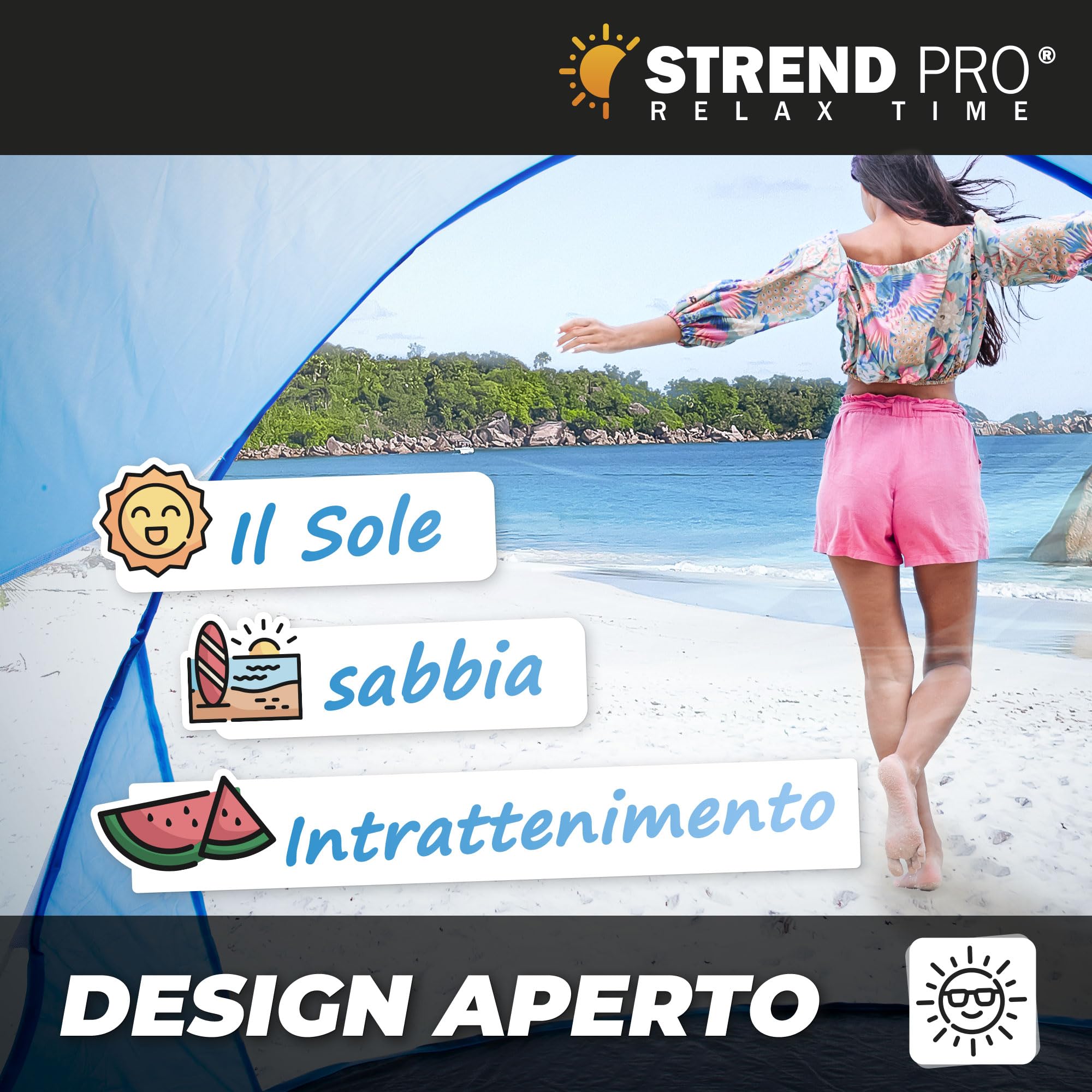 STREND PRO Mini tenda pop-up 190x120x90 cm – Piccola tenda da spiaggia, tenda a lancio con protezione UV, per bambini, giardino, parco e spiaggia