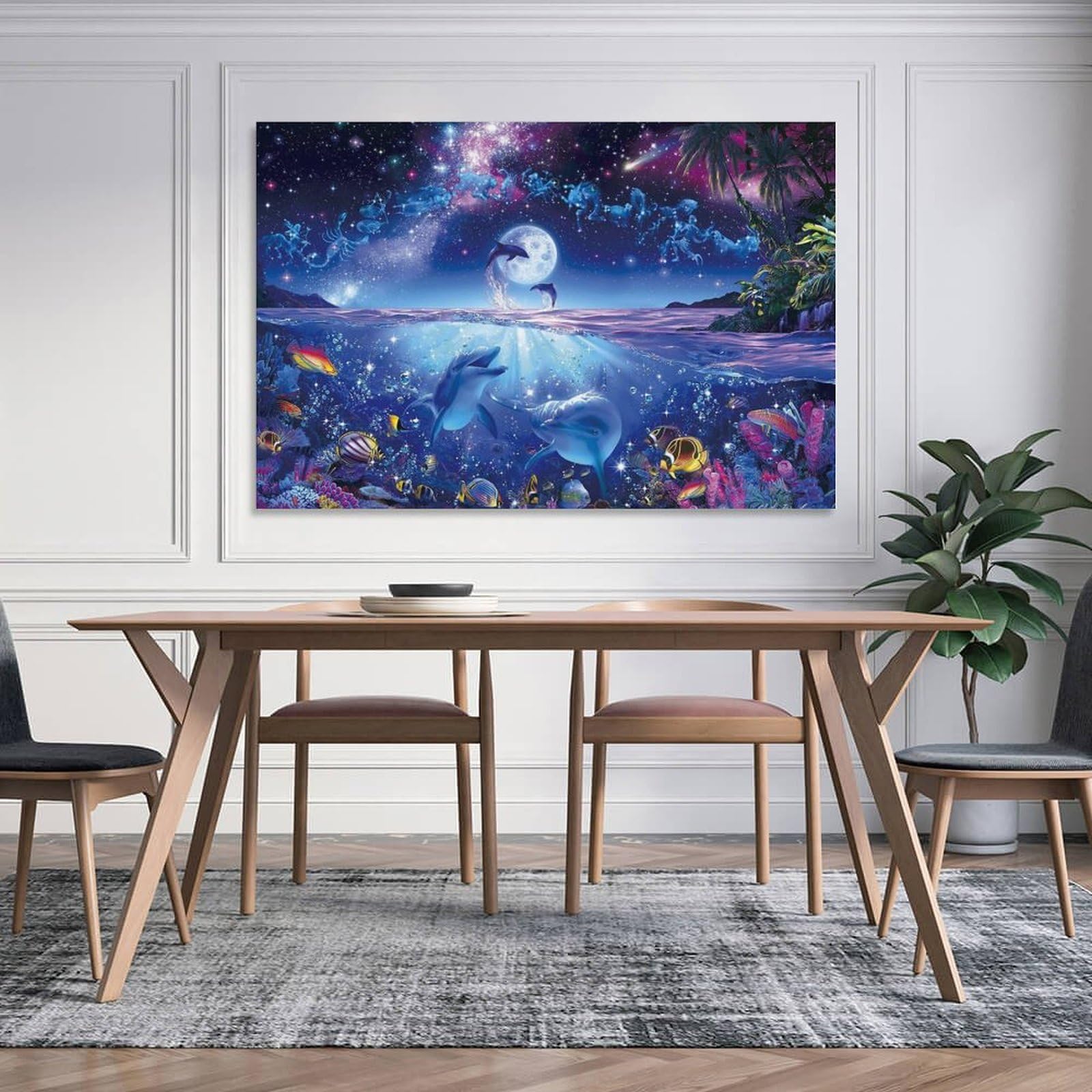 額装 写真作品 アートパネル ブルー系 幻想的 インテリア Amazon.co.jp: 幻想的な夜空と海の生き物たちのアートパネル | 壁掛け