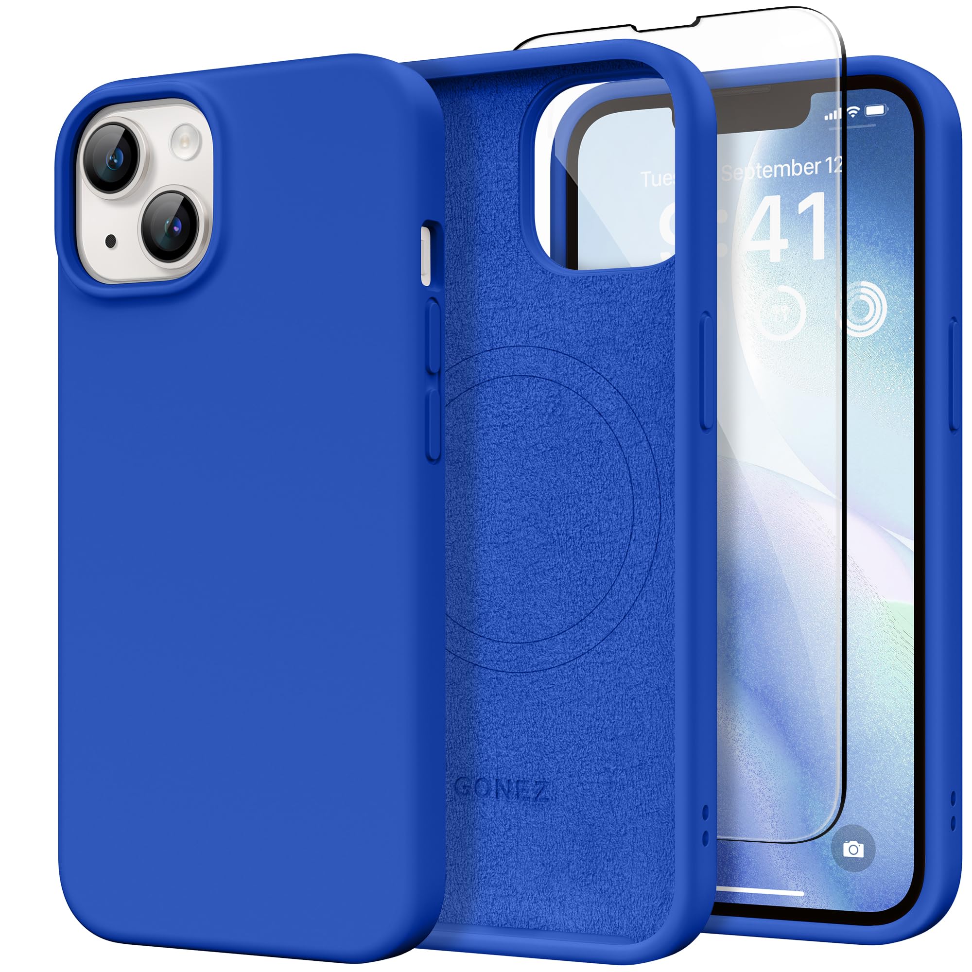 Photo 1 of GONEZ Magnetic Silicone Case for iPhone 13/14, Klein Blue
