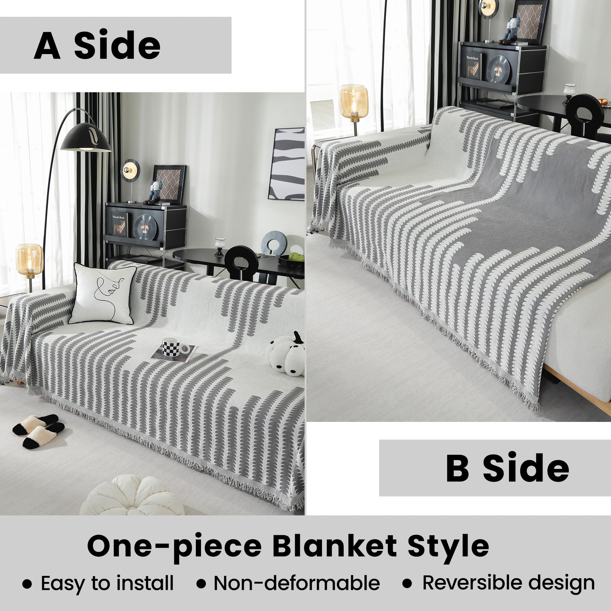 Nestiva Sofa Covers for 3 Cushion Couch, Washable Couch Covers for Sectional Sofa, Pet-Friendly Wear Resistant Sofa Slipcovers, Large Size Furniture Protector(71