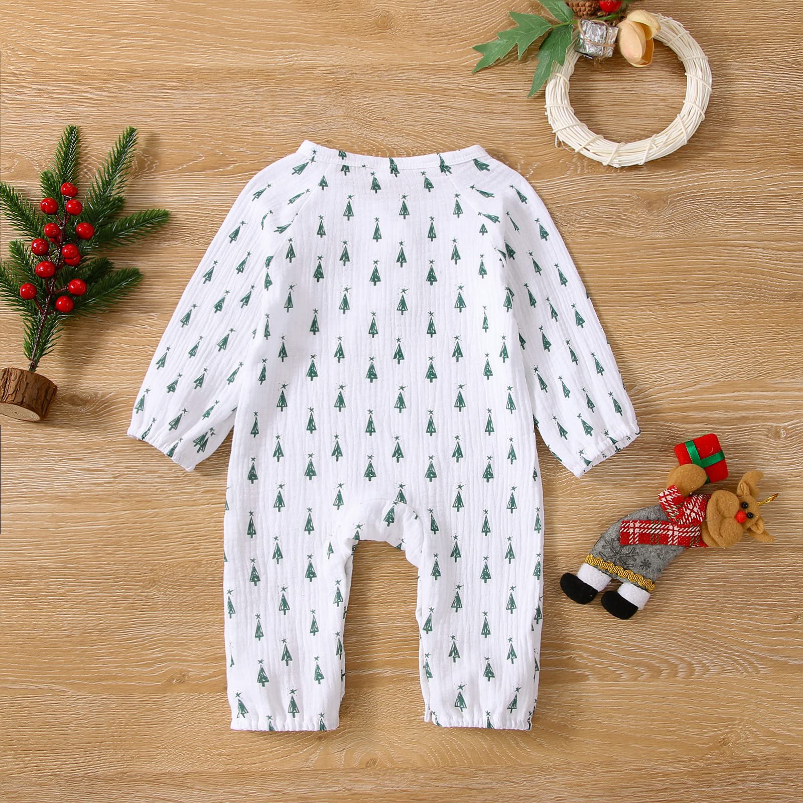 Baby Boys' Girls Short Sleeve Rompers Jumpsuit,Organic Cotton and Linen Sleeveless One-Piece Coverall (P-Green Tree, 3-6M)