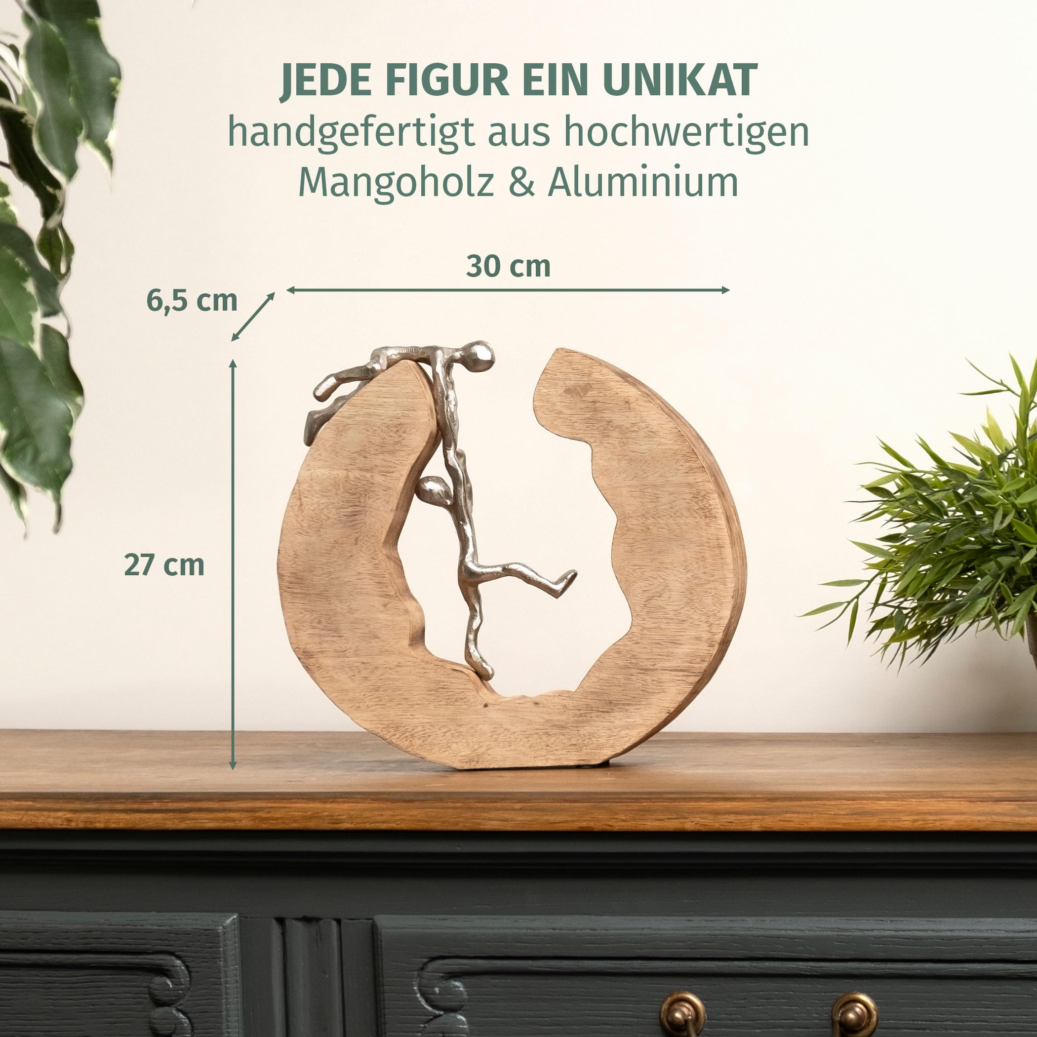 Moritz Sculptuur Teamwork Teamwork 29 x 28 cm, mangohout, decoratieve