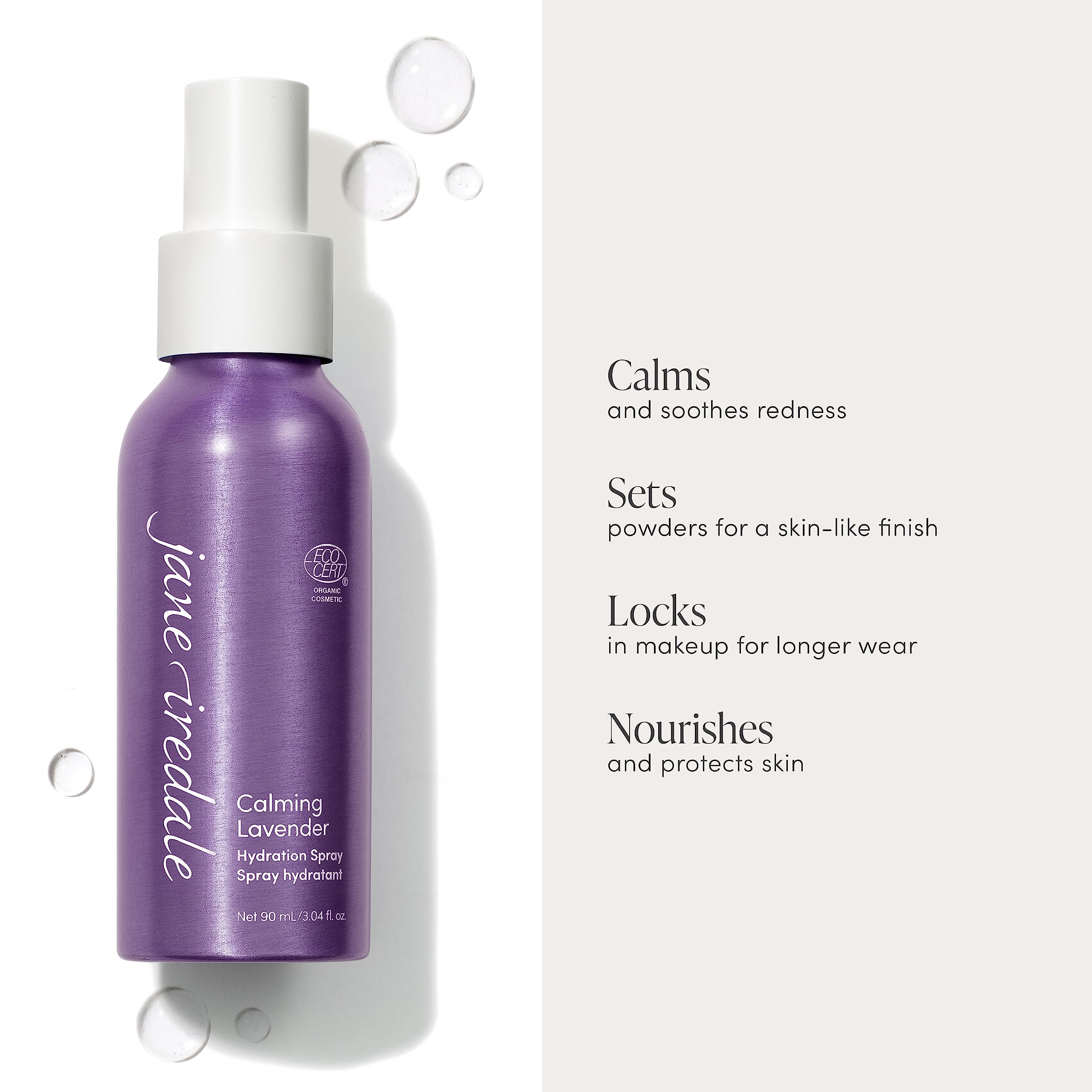 jane iredale Calming Lavender Hydration Spray, Natural Moisture-Locking Facial Mist Soothes Redness & Sets Makeup for a Natural Finish, Vegan, Gluten-Free